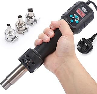 YIHUA 8858-IV Multi-Purpose Heat Gun for Crafting Electronics Soldering DIY Shrink Tubing and Wrap Torch Marker with Temperature and Air Volume Control Function 3 Nozzles Manual Standby Mode