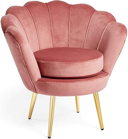Pink scalloped velvet chair Clearance