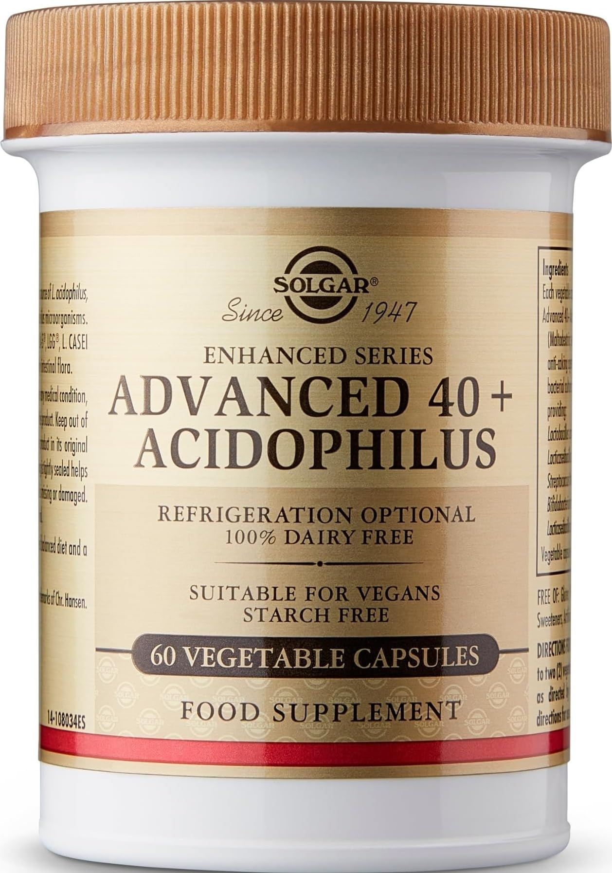 Solgar Advanced 40 Plus Acidophilus Vegetable Capsules - Pack of 60