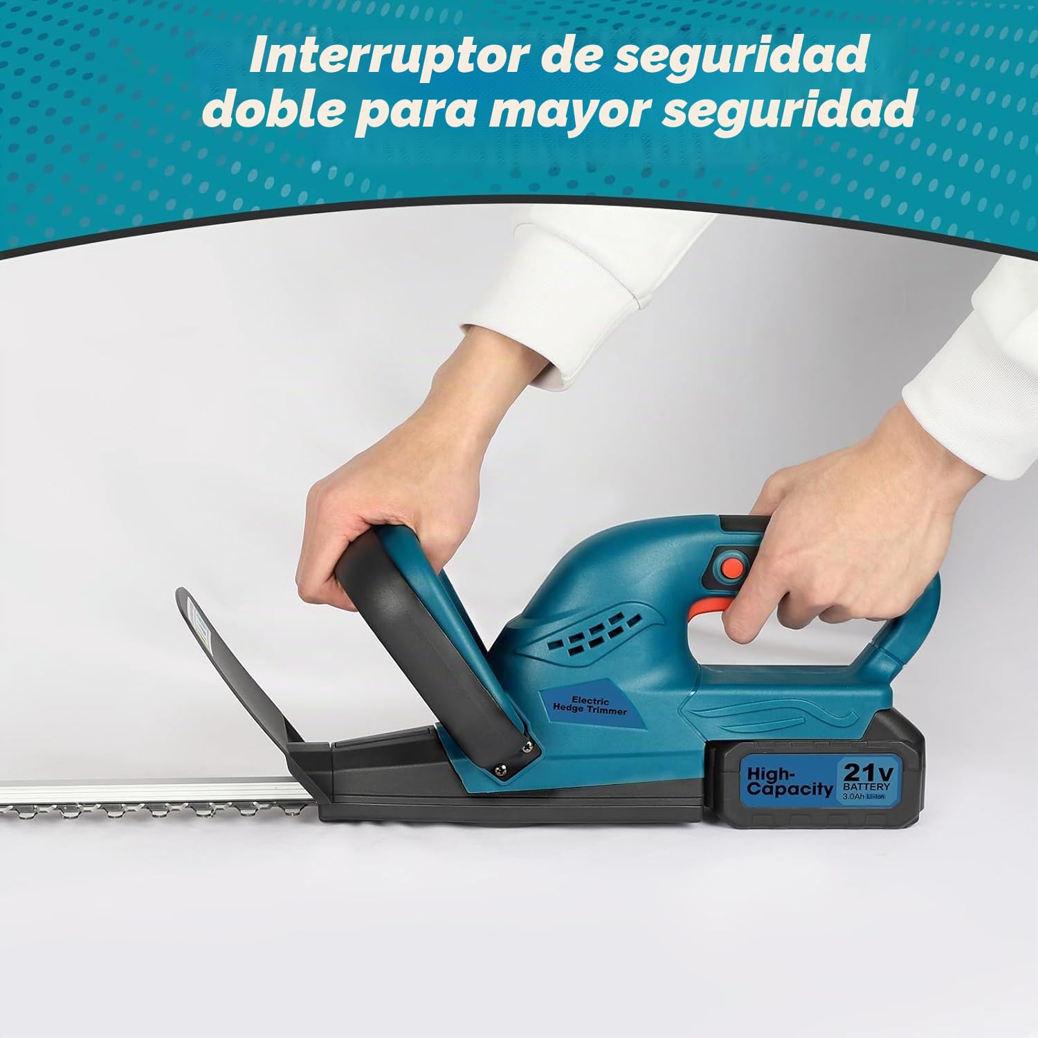 Cortasetos a Batería 21V Brushless con Batería 3.0Ah & Cargador – Potencia 500W, 3000 RPM, Espada 530mm & Capacidad de Corte 20mm | Cortasetos Profesional para Ramas Gruesas