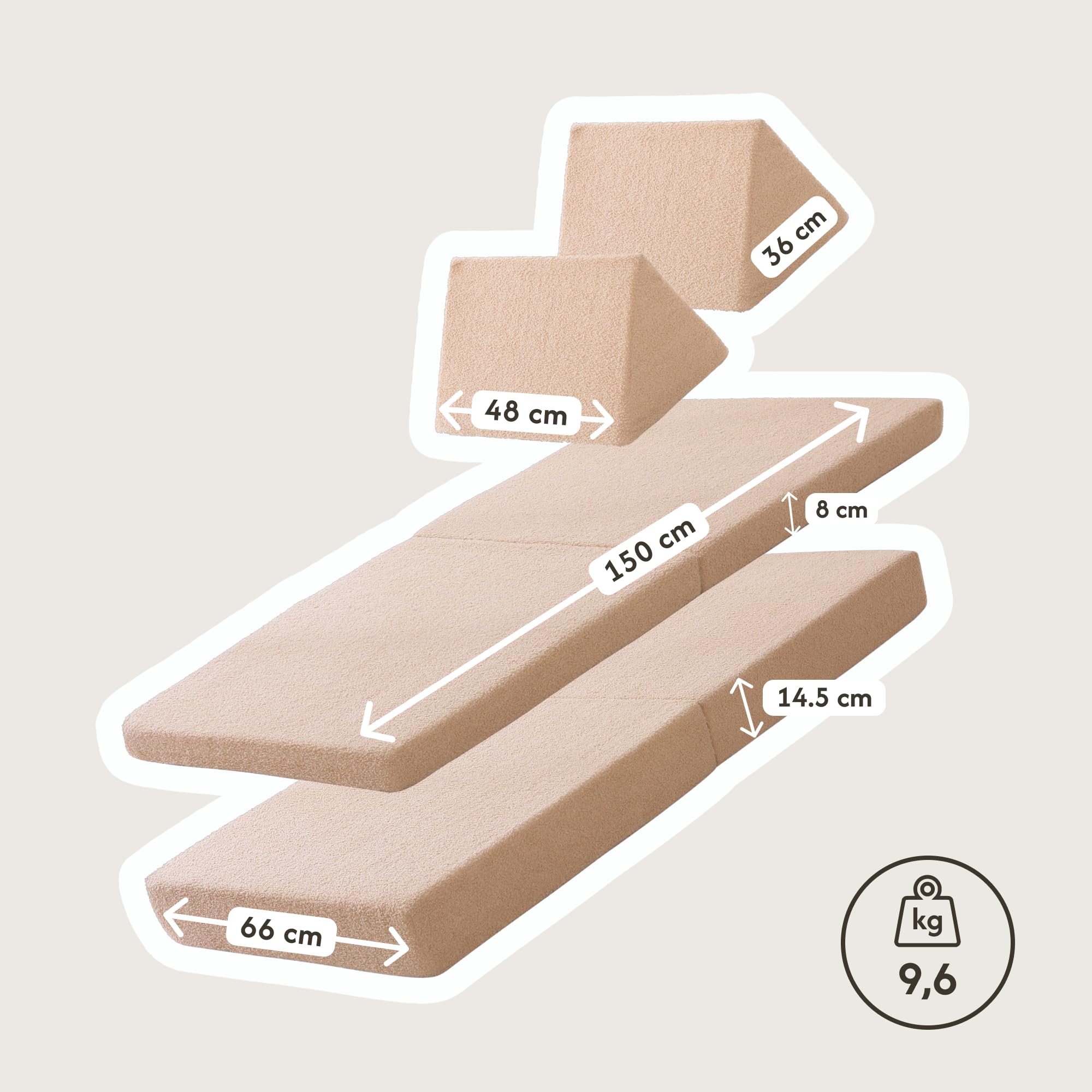 Hakuna Matte Modulares Kindersofa gemütliches Entspannen 150x66x52.5cm | Spielsofa für Kinder aus extra weichem Teddystoff Kinder-Couch mit maschinenwaschbaren Bezügen, für kreatives Spielen