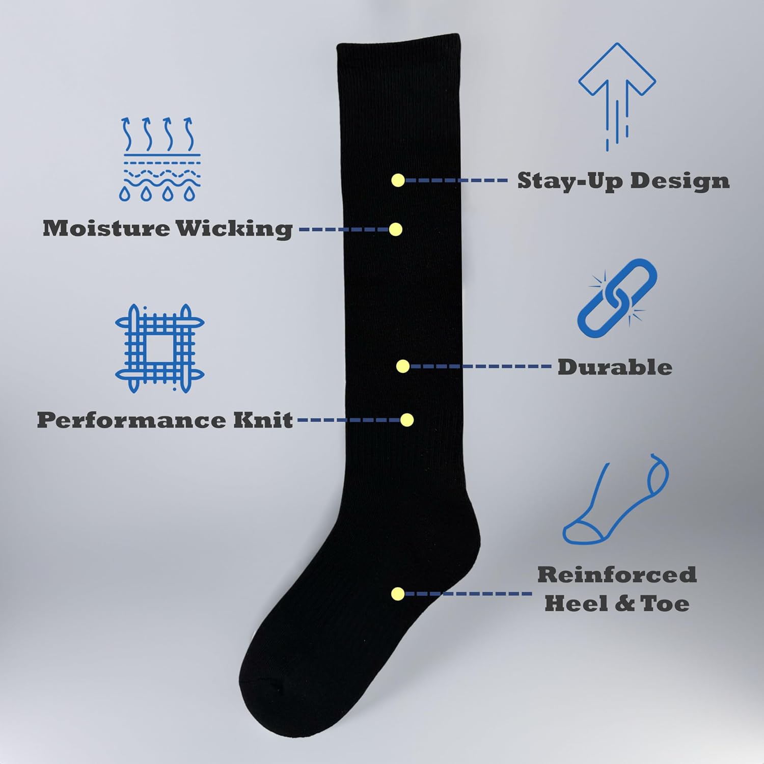 Winterlace Soccer Softball Baseball Socks 3 Pairs Knee High for Men Women Youth Kids Athletic Football