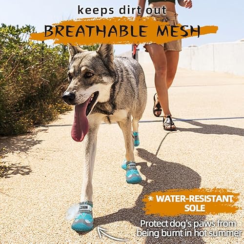 Miniatura 3 de Hcpet - Botas de perro para mascotas, impermeables, transpirables, antideslizantes, 3M, con correa reflectante de tamaño pequeño a grande, 4 unidades