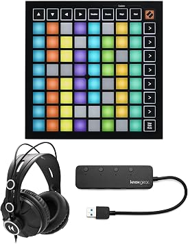 Novation Launchpad Mini MK3 Grid Controller for Ableton Live Bundle with Headphones and 4 Port 3.0 USB Hub 3 Items
