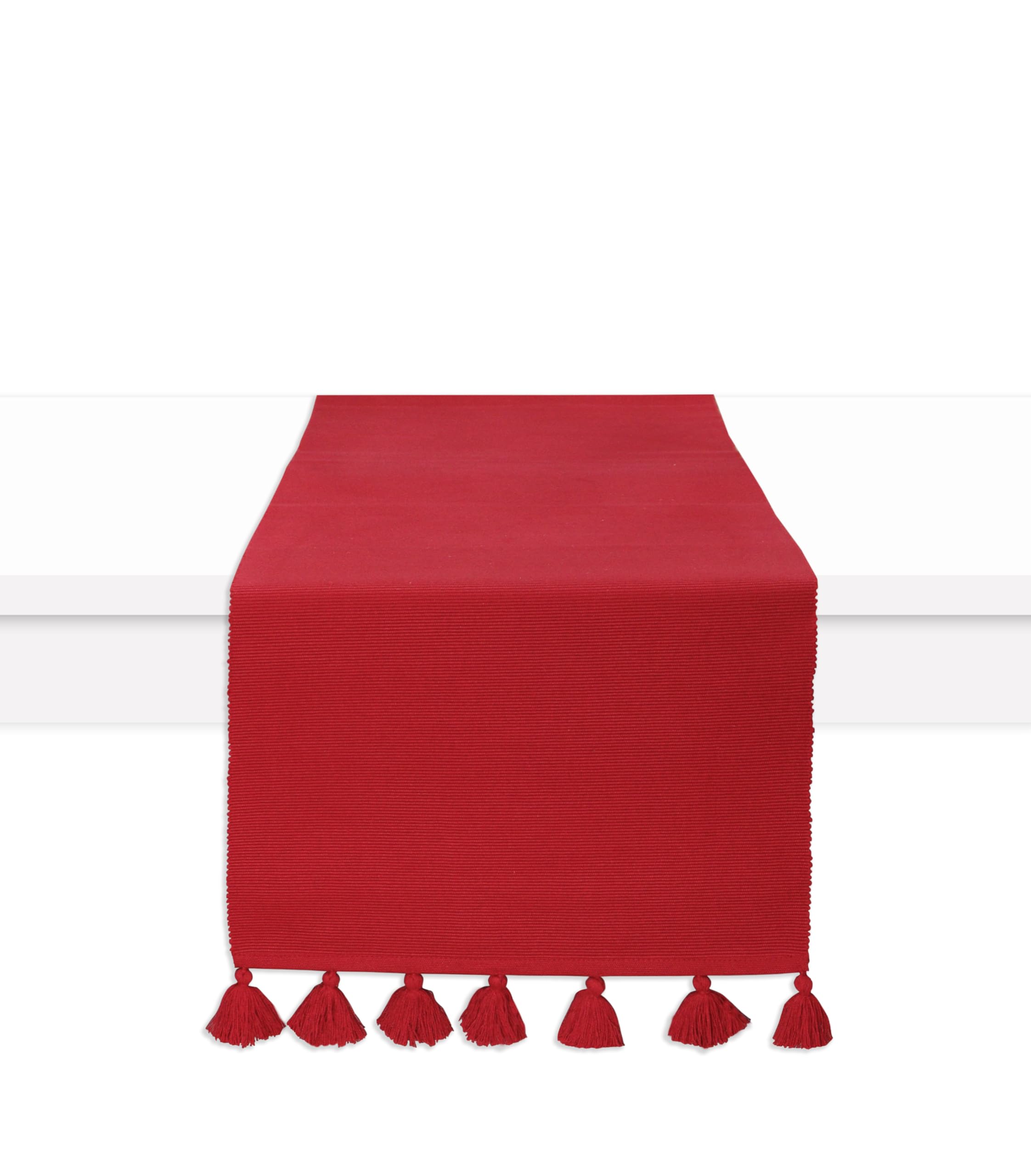 PurpleEssences Camino de mesa tejido acanalado sólido para primavera, verano, Pascua, granja, comedor, 14 x 72 pulgadas, color rojo