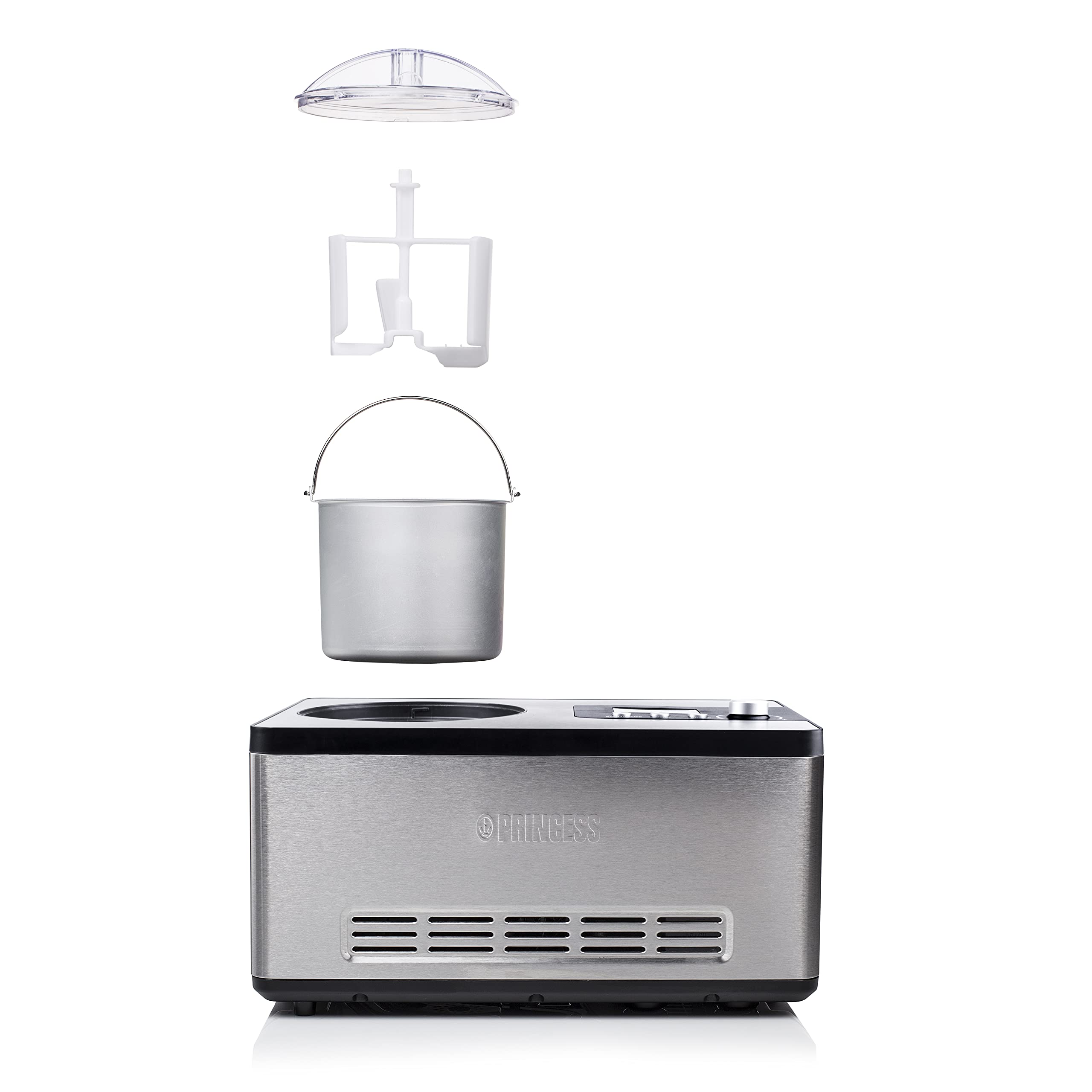 Princess Macchina per Il Gelato Deluxe, 180 W, Acciaio Inossidabile, Grigio