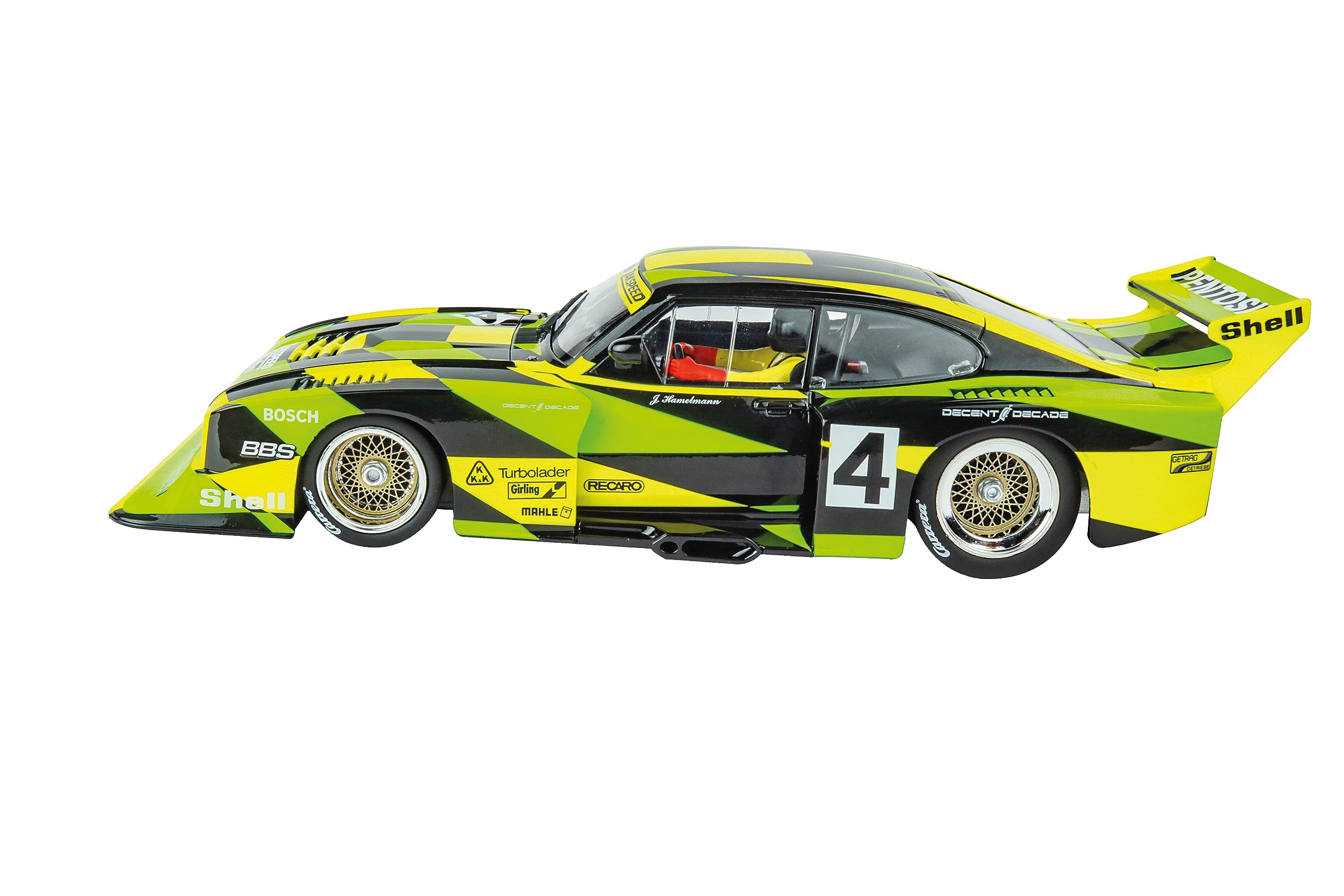 Carrera DIGITAL 124 Ford Capri Zakspeed Turbo Jürgen Hamelmann-Team No. 4 Slotcar Rennbahn I Original Ford Lizenz Maßstab 1:24 I Geeignet für Rennsportfans ab 10 Jahren