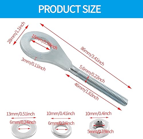 Miniatura 3 de 4 tensores ajustadores de eje de cadena de 0.59 pulgadas para motocicleta Honda XR/CRF 50 70 80 100 (0.591 in)