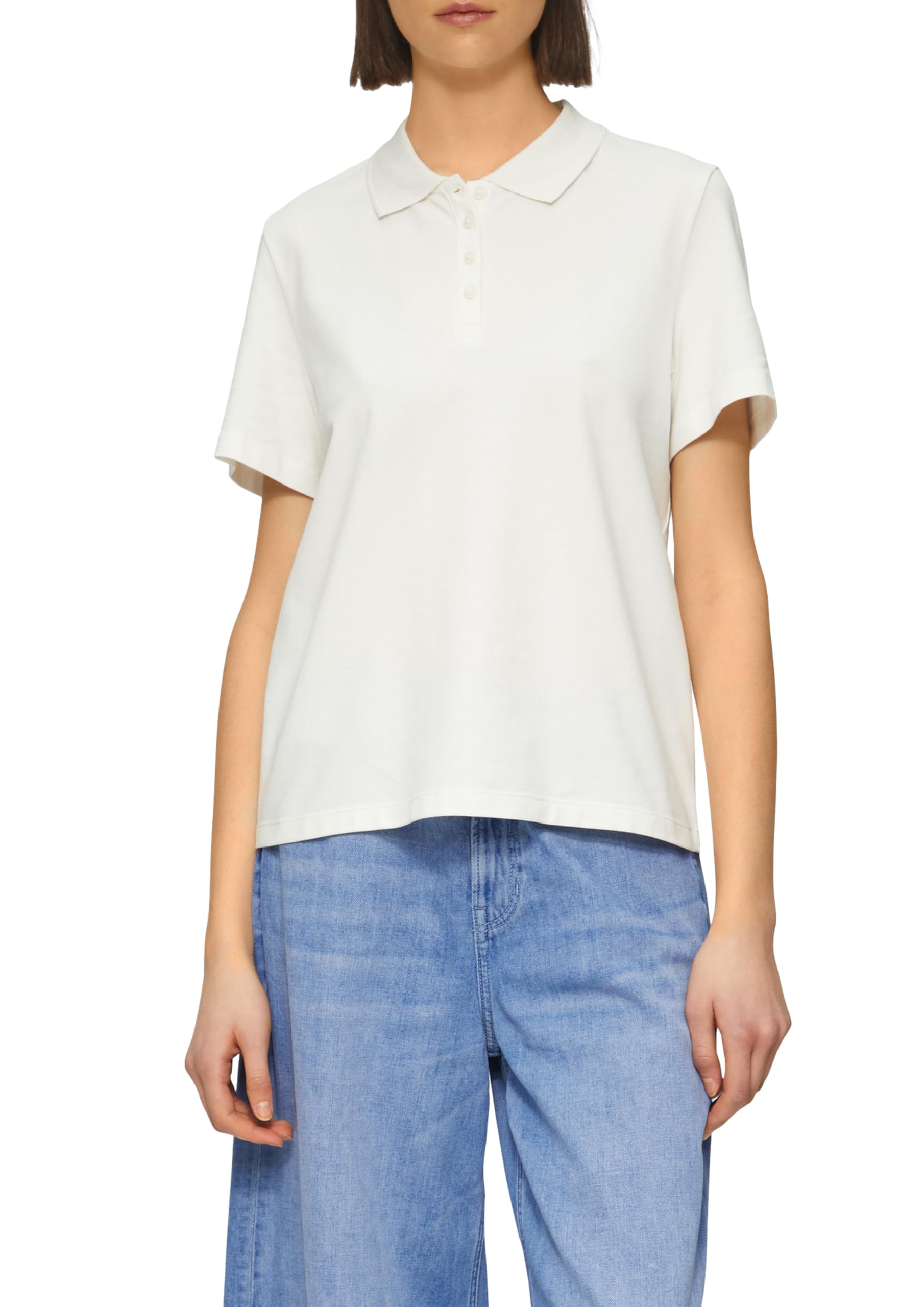 s.Oliver Cotton Blend Pique Polo Shirt, Wool White, 14