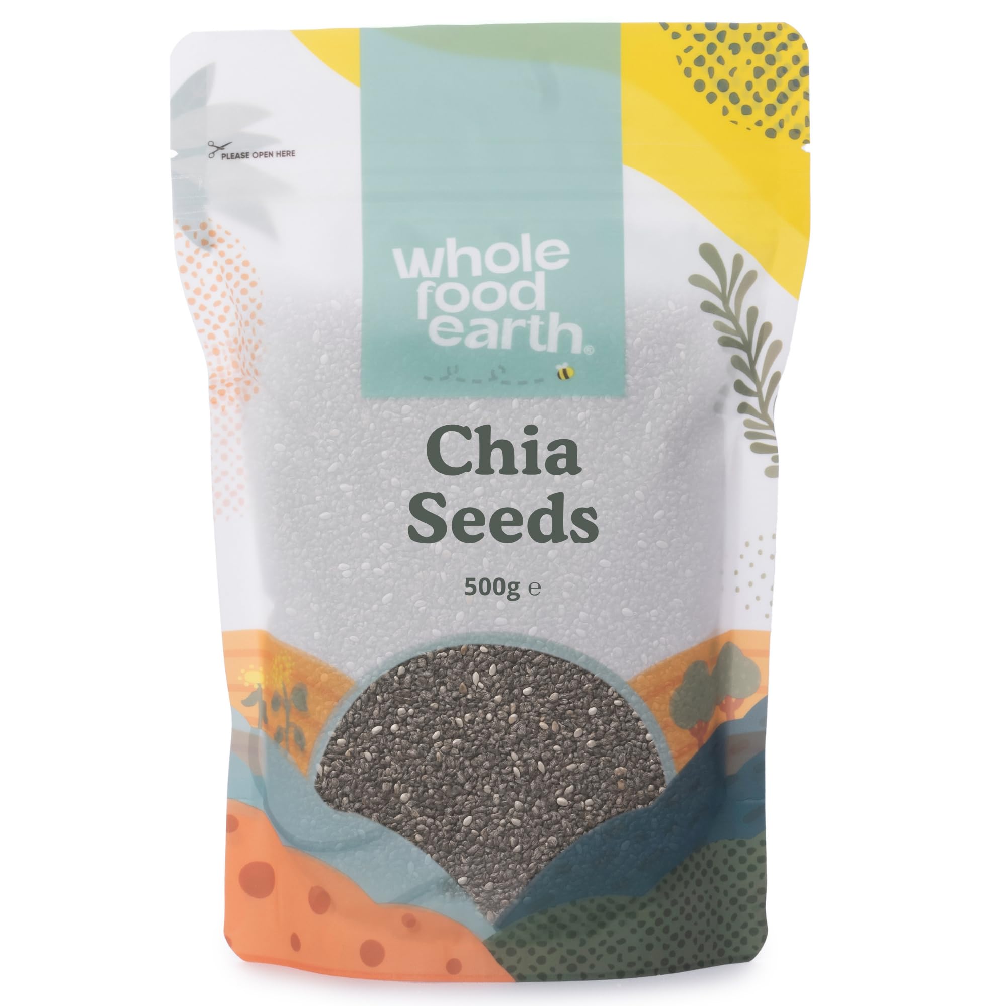 Wholefood Earth Chia Seeds 500 g | GMO Free | Natural | High Fibre | High Protein