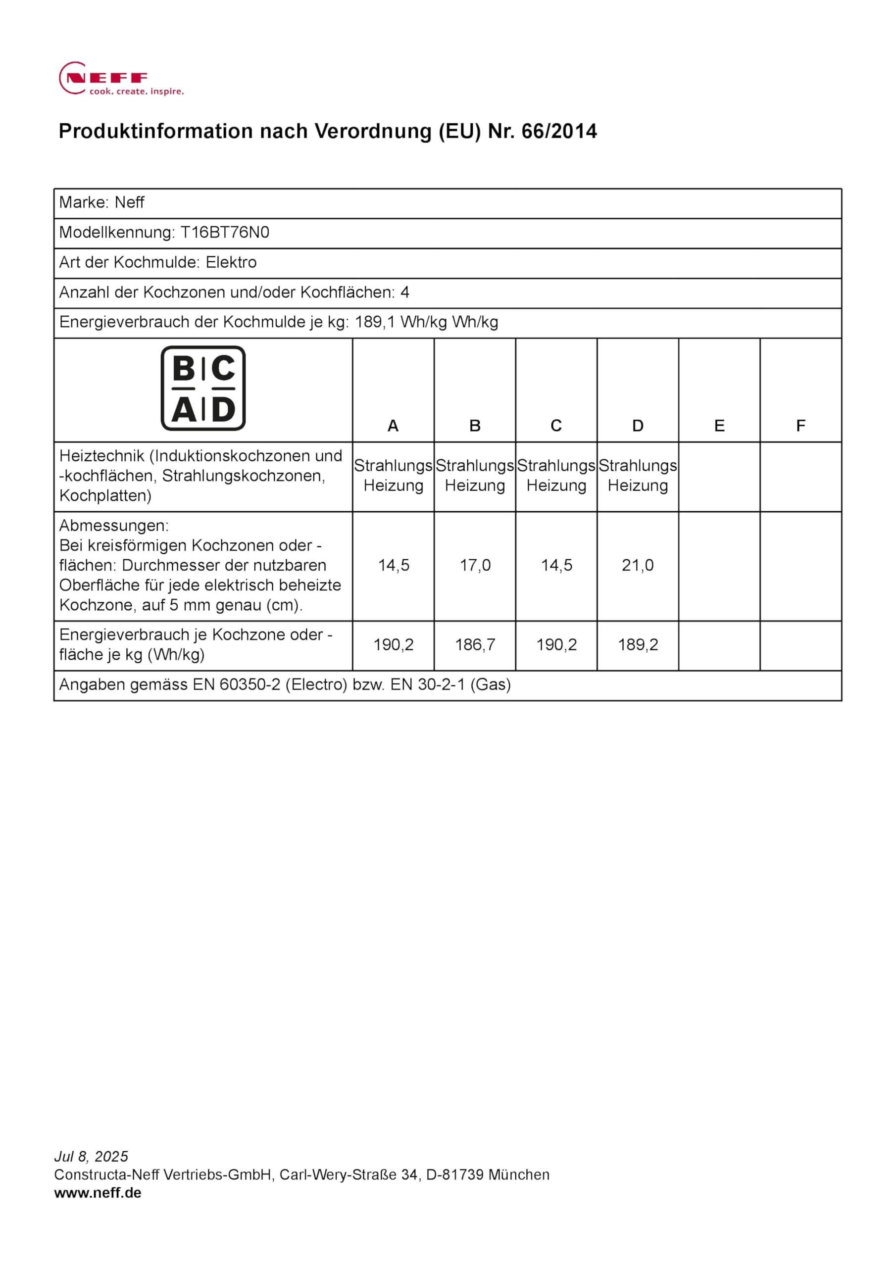 Neff T16BT76N0 Elektrokochfeld N70 60cm TwistPad Bräterzone Glaskeramik Edelstahlrahmen