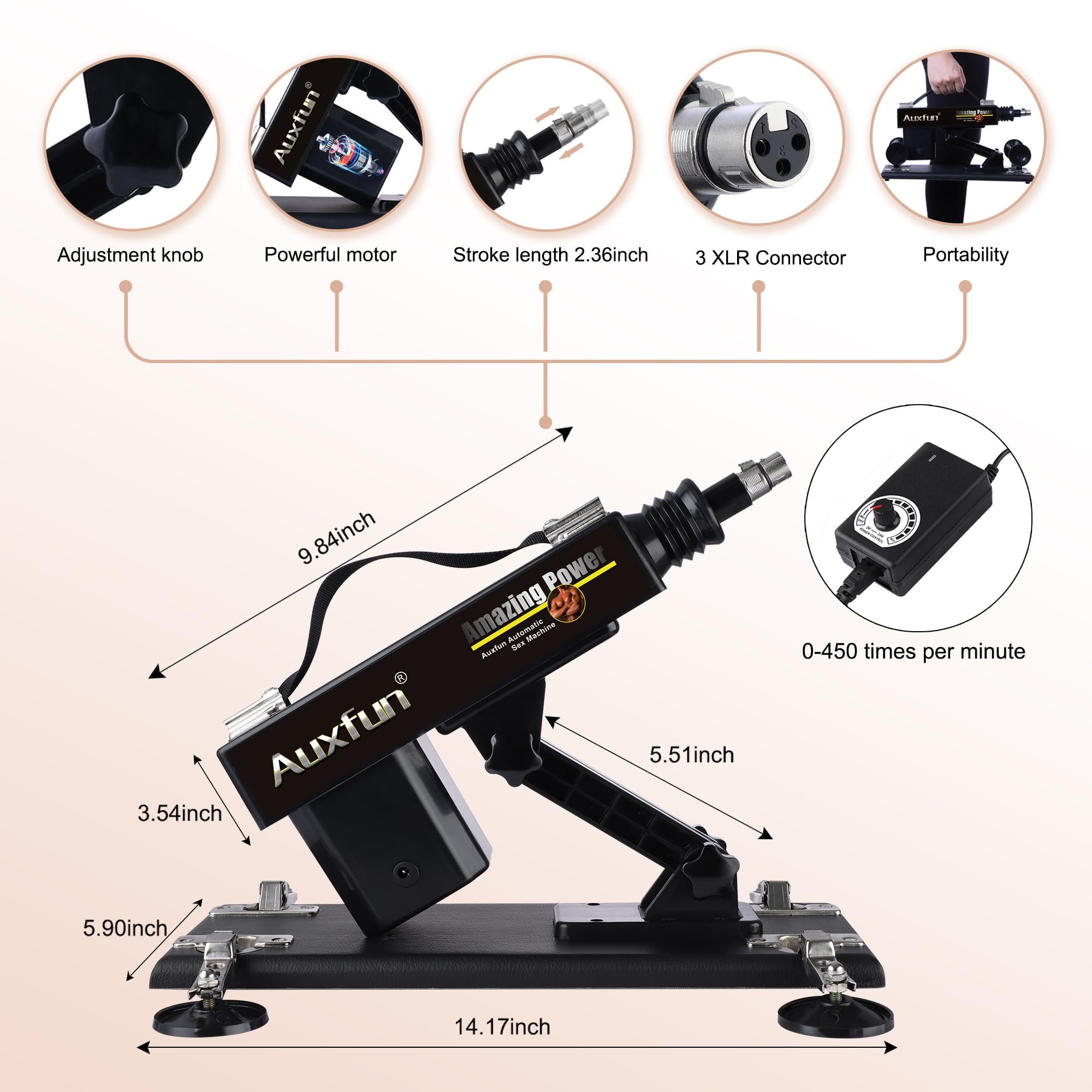 AUXFUN Sex Machine Love Machine Fuck Machine with Adapter,Automatic Dildo Machine Thrusting Machine with 3 XLR Connector,Fucking Machine Couple Sex Toys 8 Attachments for Male and Female