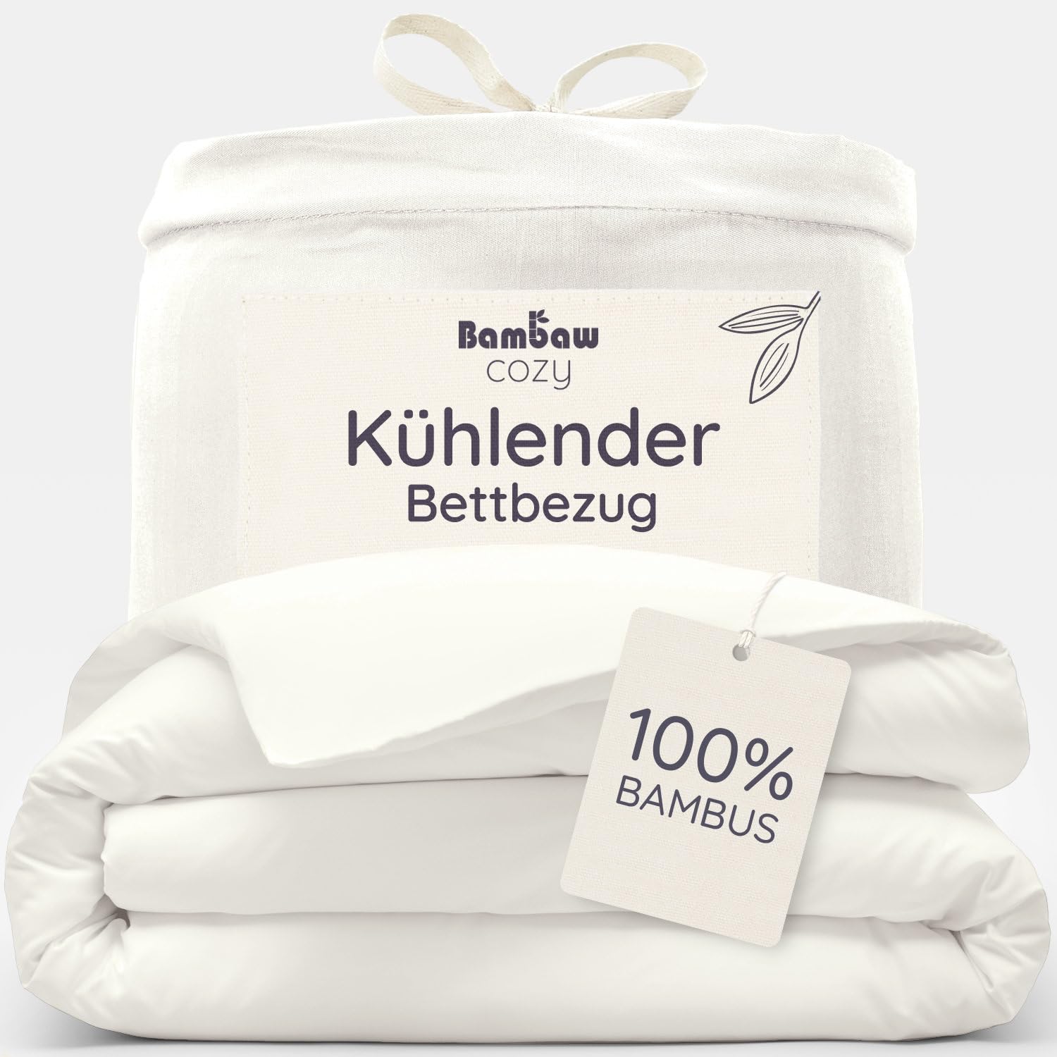 Bambaw Bettwäsche Bambus 135x200 cm, Anti Milben Bettbezug, Bettwäsche 135x200 Sommer, nachhaltiger, hautfreundlicher und kühlender Bettbezug aus 100% Bambusfasern (Elfenbein)