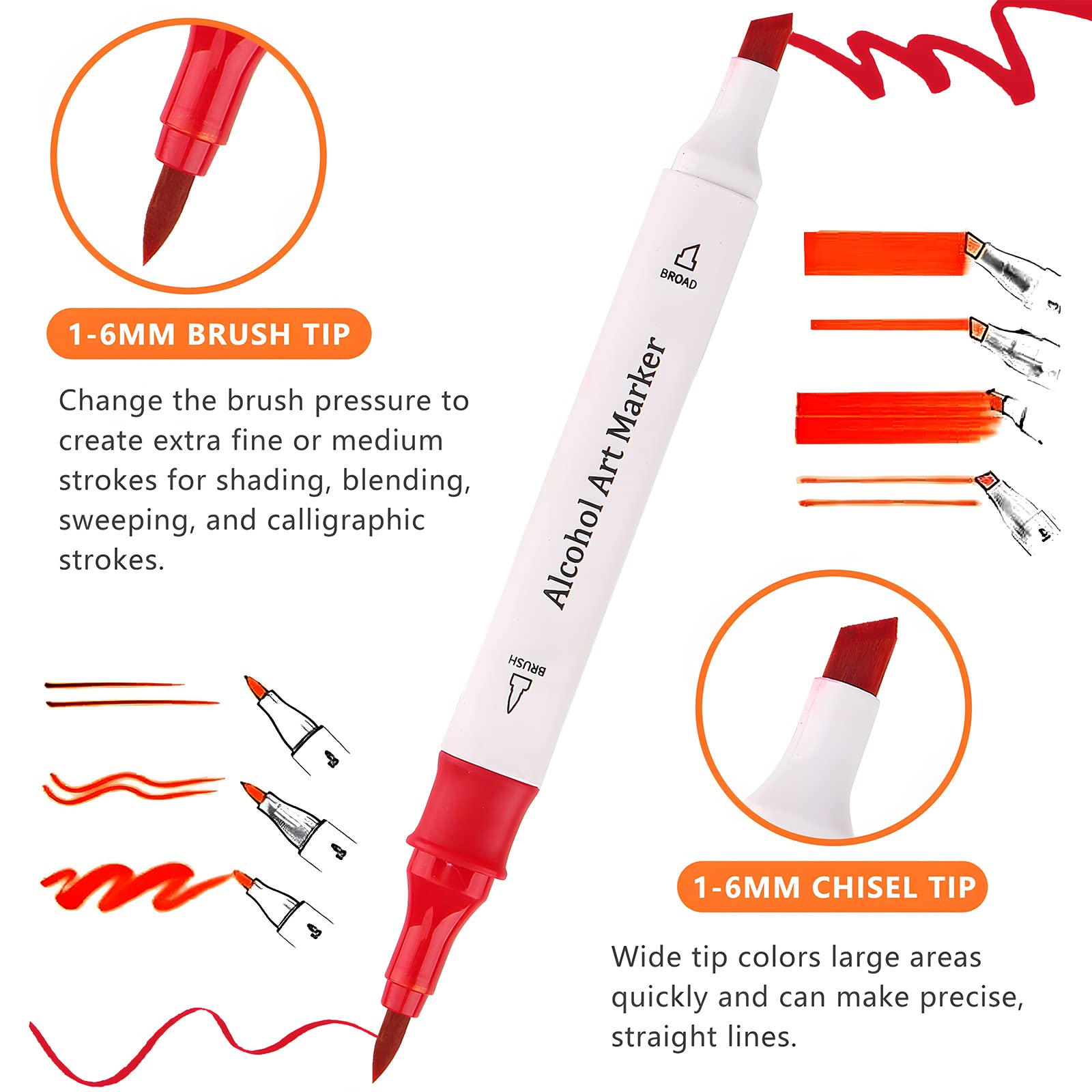 Premium Quality 120 Alcohol Markers Brush Tip for Drawing & Sketching Stunning Dual Tip