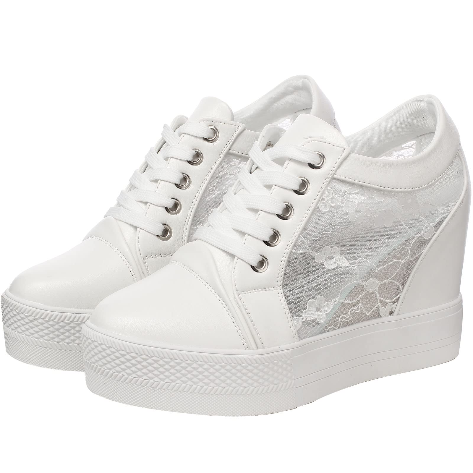 Mujer Oculto Cuñas Plataforma Elegante Deportivos Zapatillas Zapatos Casuales Cordones