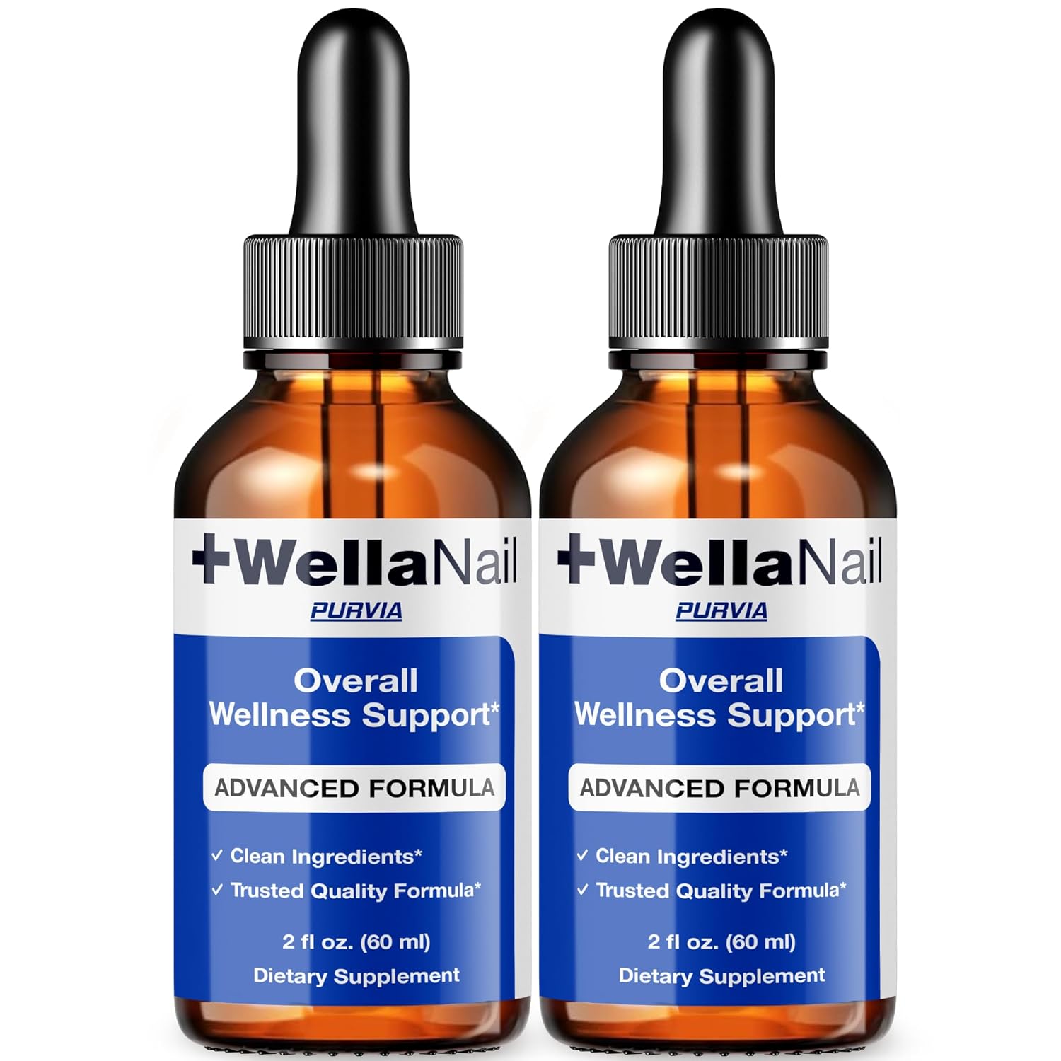 (2 Pack) WellaNail Drops, Wella Nail Care Liquid Supplement Advanced Maximum Extra Strength Formula, Toenail Hydration Premium Natural Ingredients Foot & Cuticle Support for Healthy Appearance (4oz)