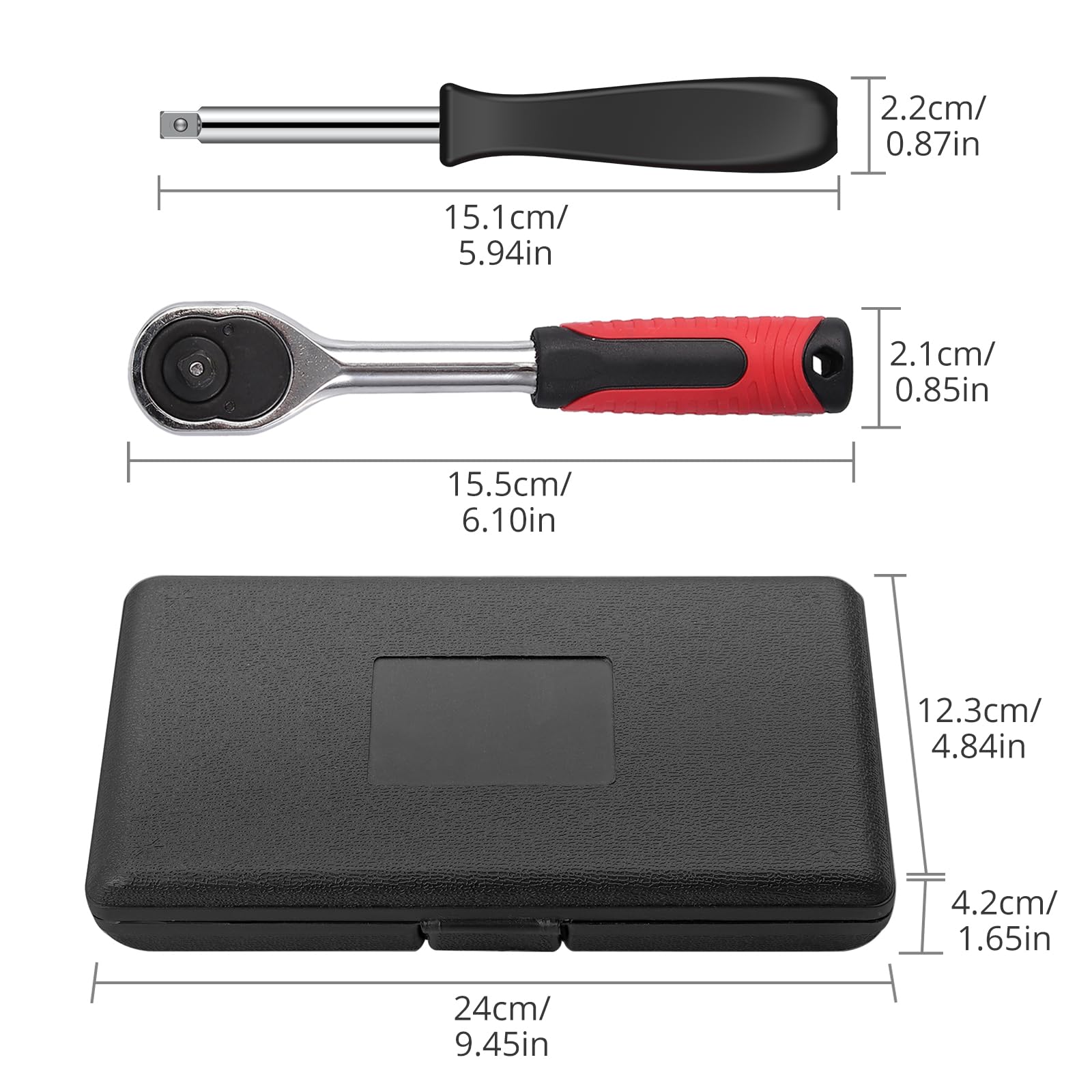 Clé à Cliquet à Six Pans Creux Avec Douille De 1/4 Pouce Pour 4s Et Modification De Voiture(Square Head Wrench