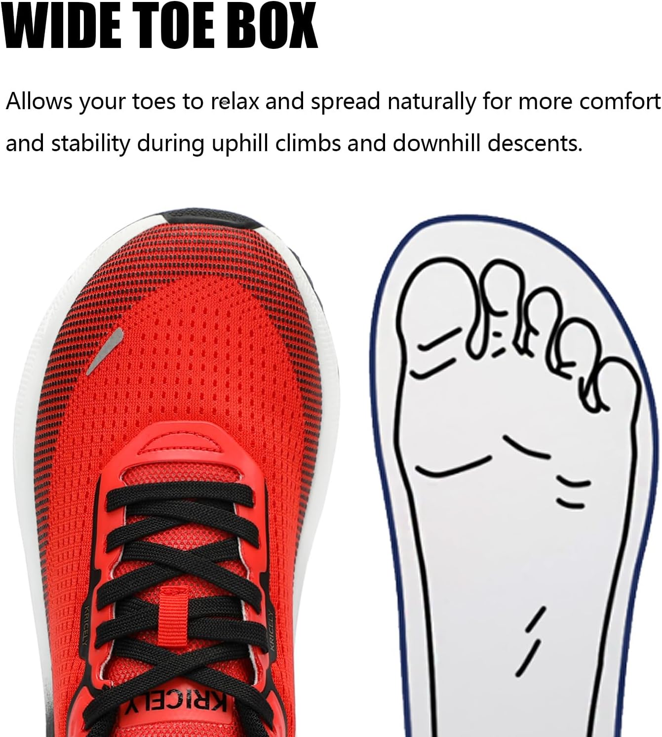 Kricely Men's Trail Running Shoes Non Slip Hiking Shoes Tennis Shoes Fashion Sneakers Workout Footwear - Image 2