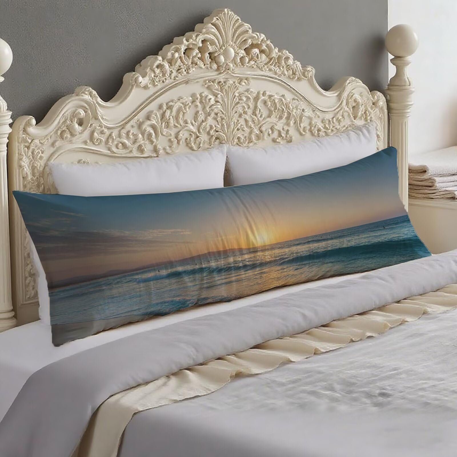 Taie traversin 140 cm paysage en velours premium finition double face O-4