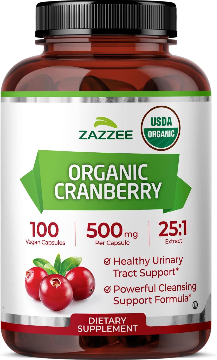 Zazzee USDA Organic Cranberry 25:1 Extract, 500 mg per Capsule, 100 Vegan Capsules, Over 3 Month Supply, Standardized, Concentrated 25X Extract, 100% Vegetarian, Certified Organic, Non-GMO All-Natural Zazzee USDA Organic Cranberry 25:1 Extract, 500 mg per Capsule, 100 Vegan Capsules, Over 3 Month Supply, Standardized, Concentrated 25X Extract, 100% Vegetarian, Certified Organic, Non-GMO All-Natural