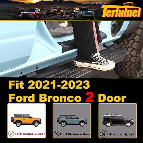 Miniatura 4 de Terfulnel Estribos para accesorios Ford Bronco 2021 2022 2023 2 puertas barras laterales de caída con soportes de montaje escalones de puerta