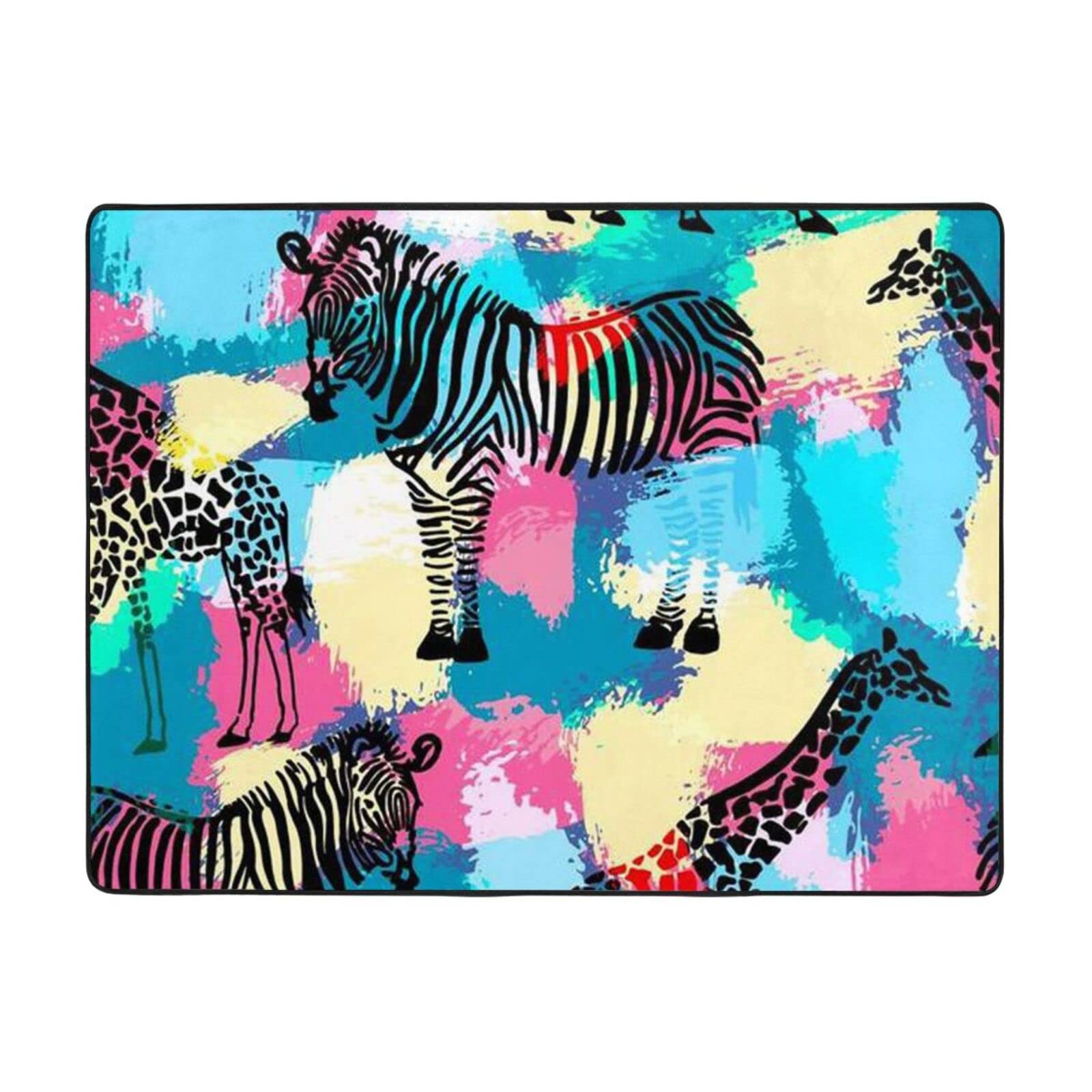 Tapis moderne antidérapant en flanelle 160x121cm grand tapis de salon coloré
