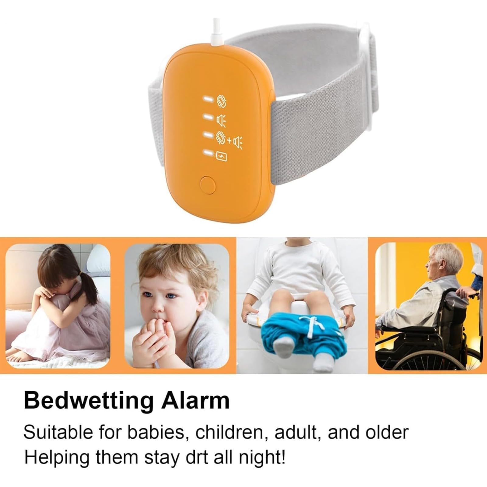 Alarme Nocturne Anti-énurésie DodoGuard™ Rechargeable USB - 3 Modes (Son, vibreur, Mixte) pour Enfants et Adultes - Haute sensibilité (Vert,1 Article)