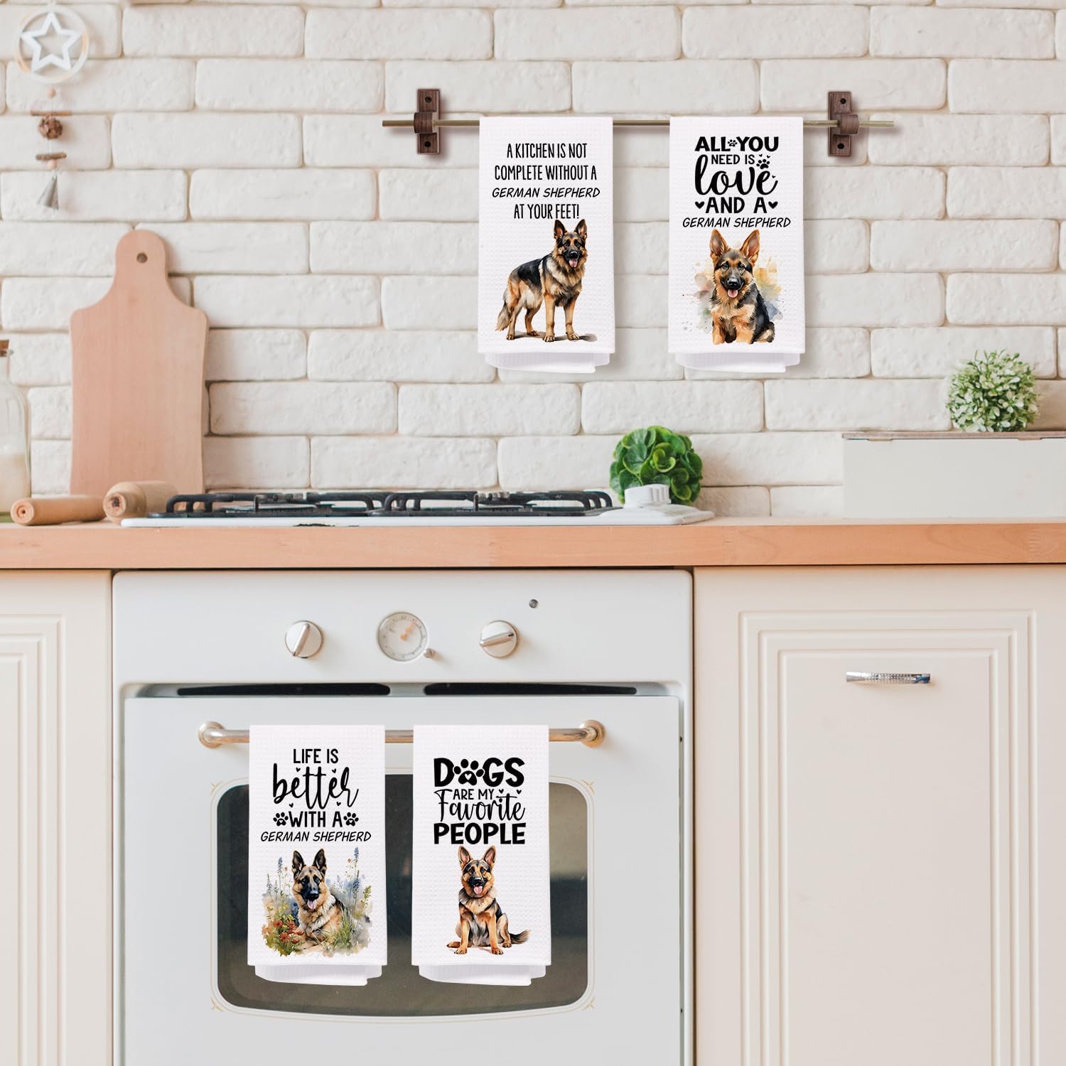 SPBL&L German Shepherd Dog Kitchen Towels Set of 4, German Shepherd Gifts for Women,German Shepherd Decor Tea Dish Towels for Kitchen,German Shepherd Decorative Hand Towels for Bathroom,16x24 Inches - Image 2