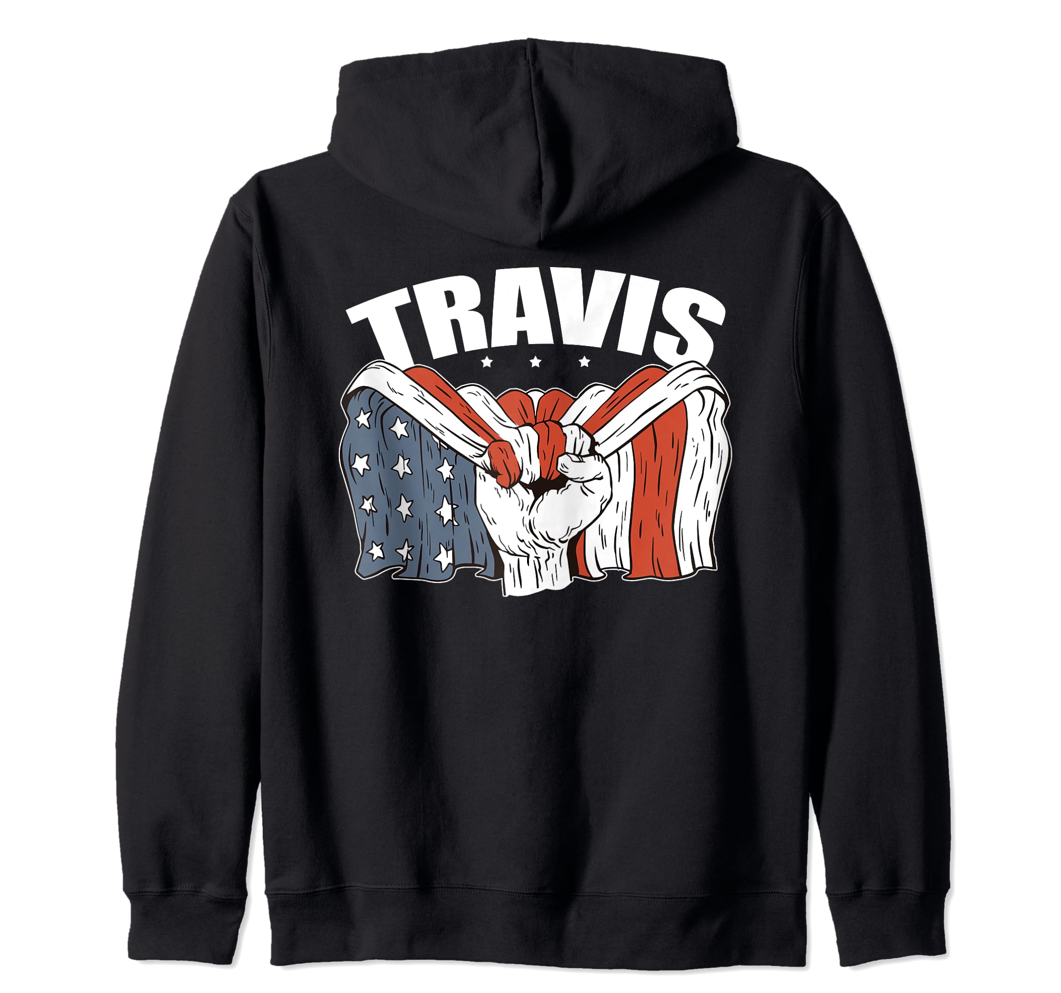 Travis Birthday Patriotic First Name Personalized USA Flag Zip Hoodie