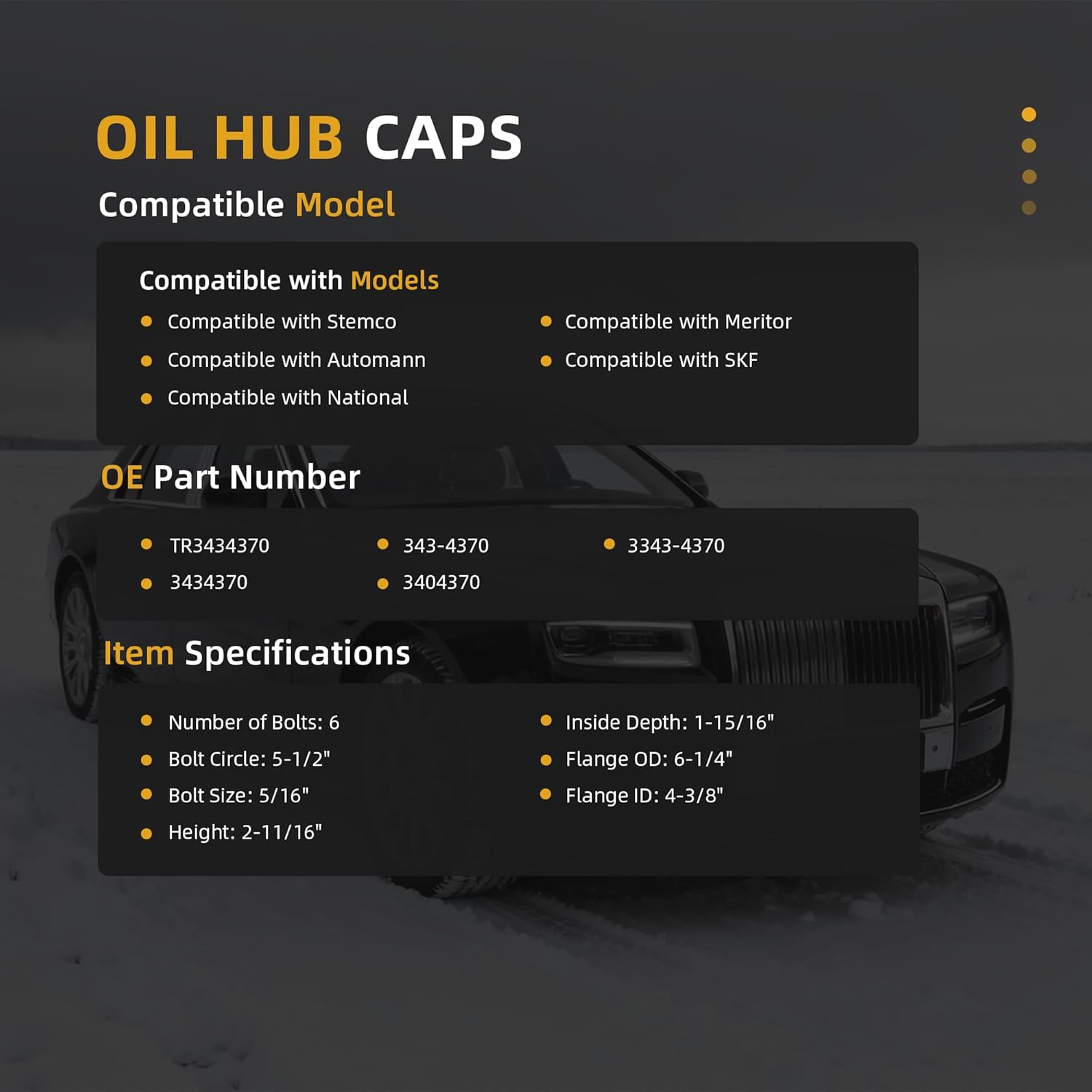 343-4370 Oil Hub Caps 6 Holes Aluminum 4009 PSI HubCaps 3434370, fits for Trailer Axel, Replaces for Stemco 343 4370(Set of 4)