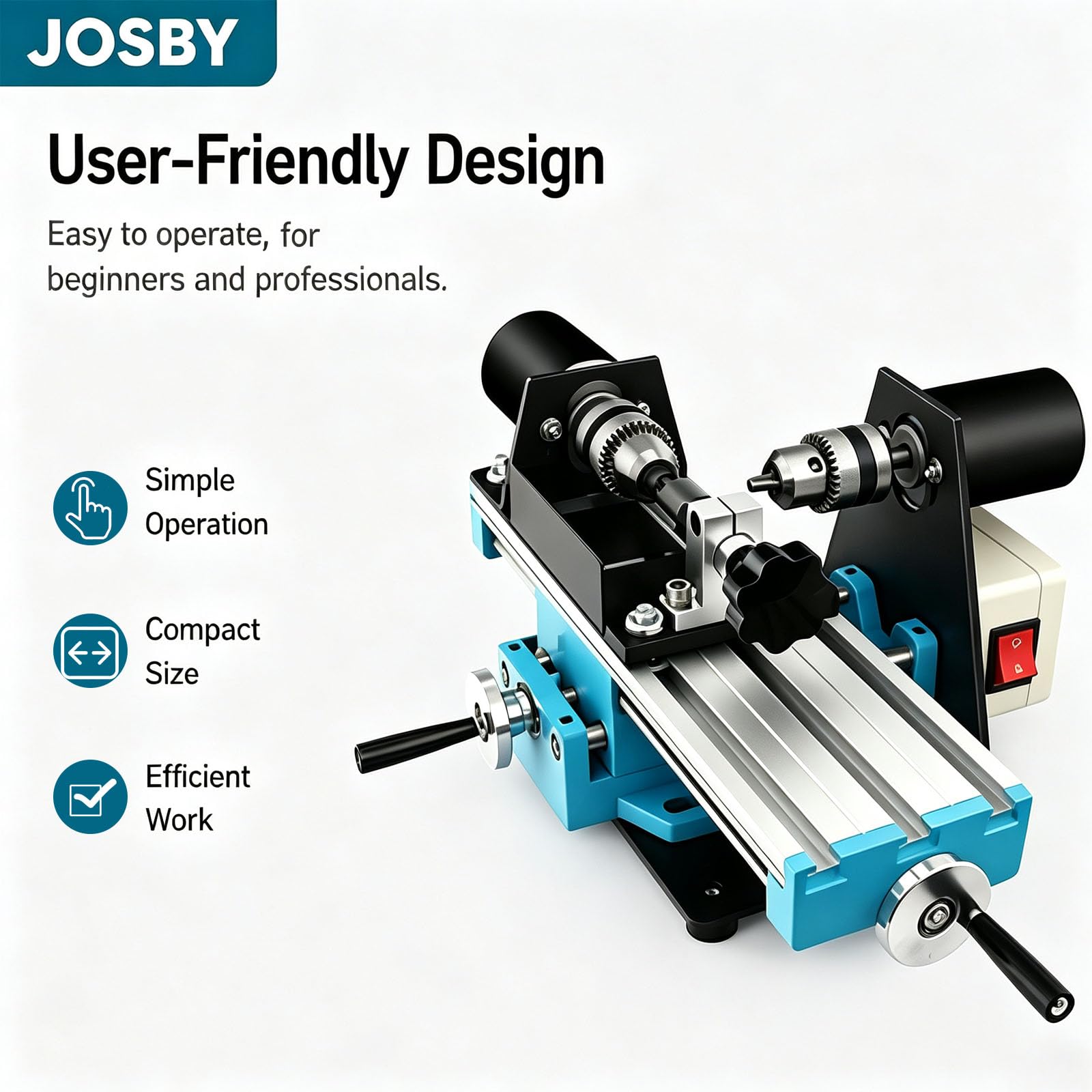 JOSBY Macchina per Perline Buddiste in Miniatura, Macchina da Banco Regolabile A 7 velocità per La Produzione di Perline di Legno, Strumento Compatto per La Lavorazione del Legno, per Rosari