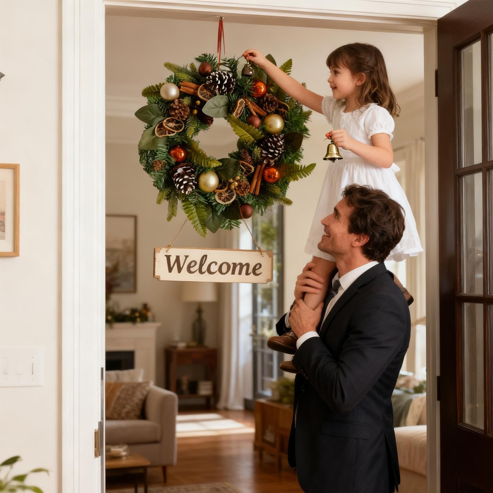 Couronne De Noël Pour Porte Décoration Maison Verdure Artificielle