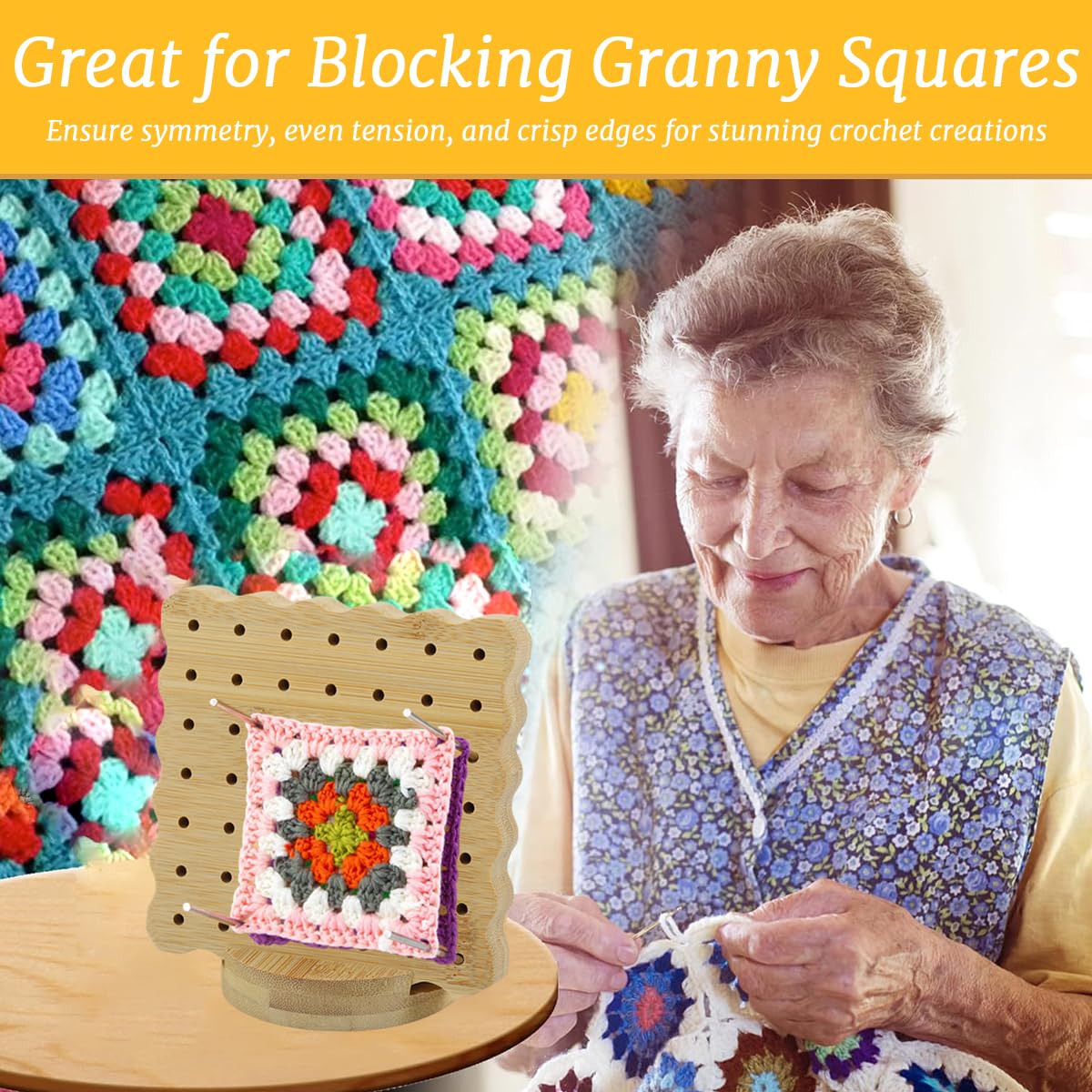 HASTHIP® 4" Blocking Boards for Crochet Projects with Rose Pattern 2