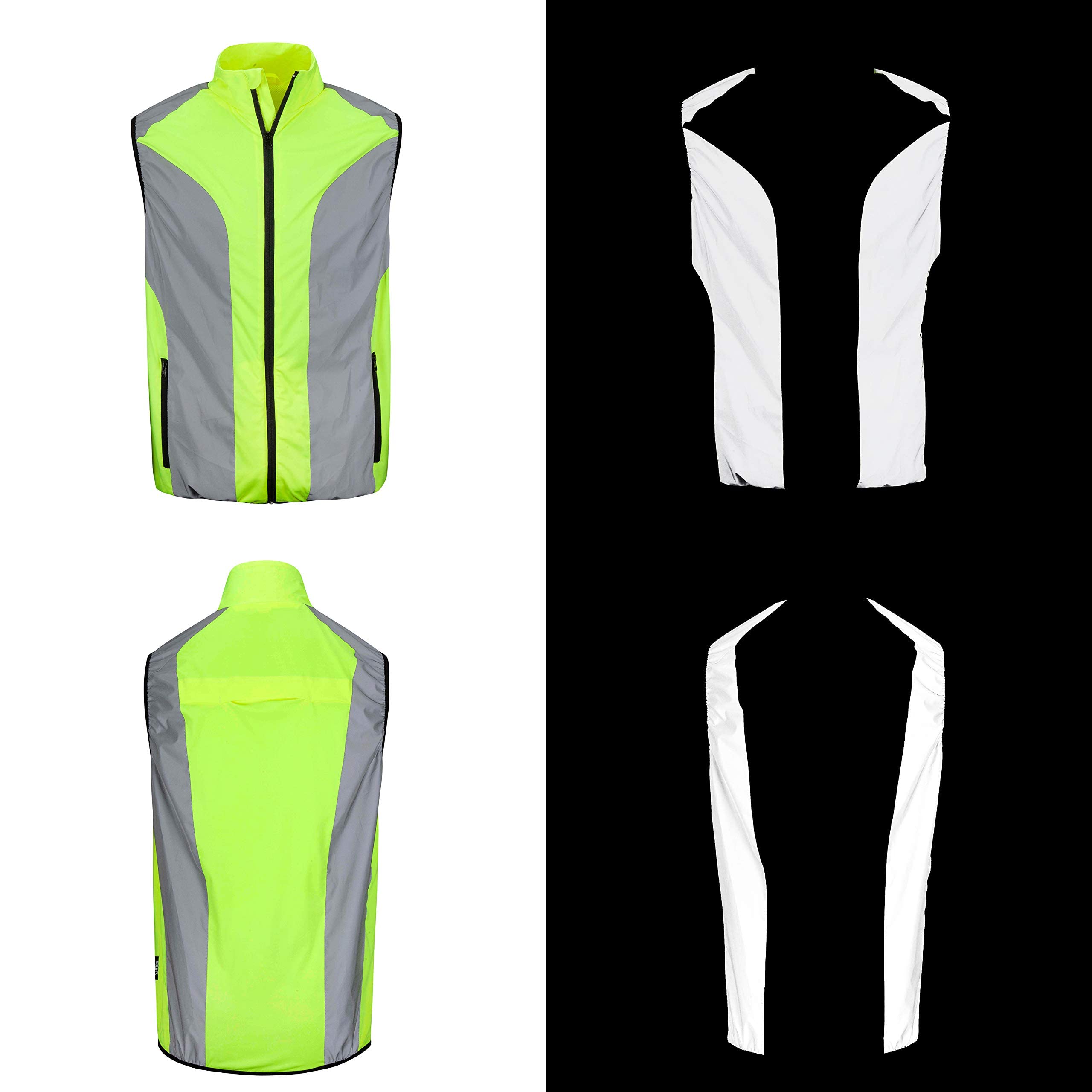 BTR Hi Vis odblaskowa kamizelka do jazdy na rowerze i biegania, pasuje do mężczyzn i kobiet. Wysoka widoczność (Hi Viz) i bardzo odblaskowa kamizelka sportowa na świeżym powietrzu XL 11-110 cm