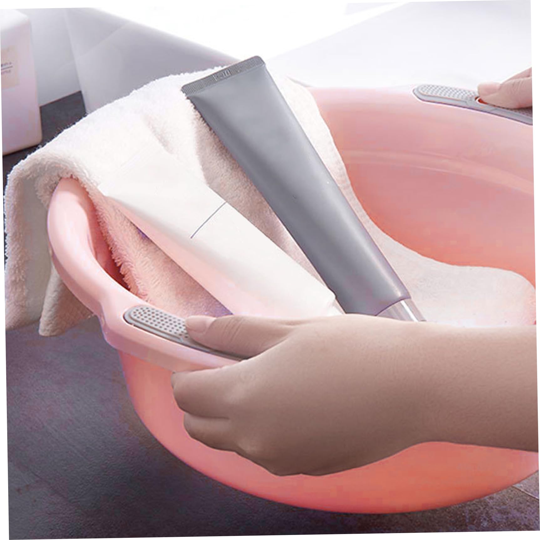 Bassin de lavage du bassin de lavage en plastique épaissi avec double poignées non glissées à glisser pour plats à pied baignoire empilable pour la maison ou les hébergements étudiants (grand)