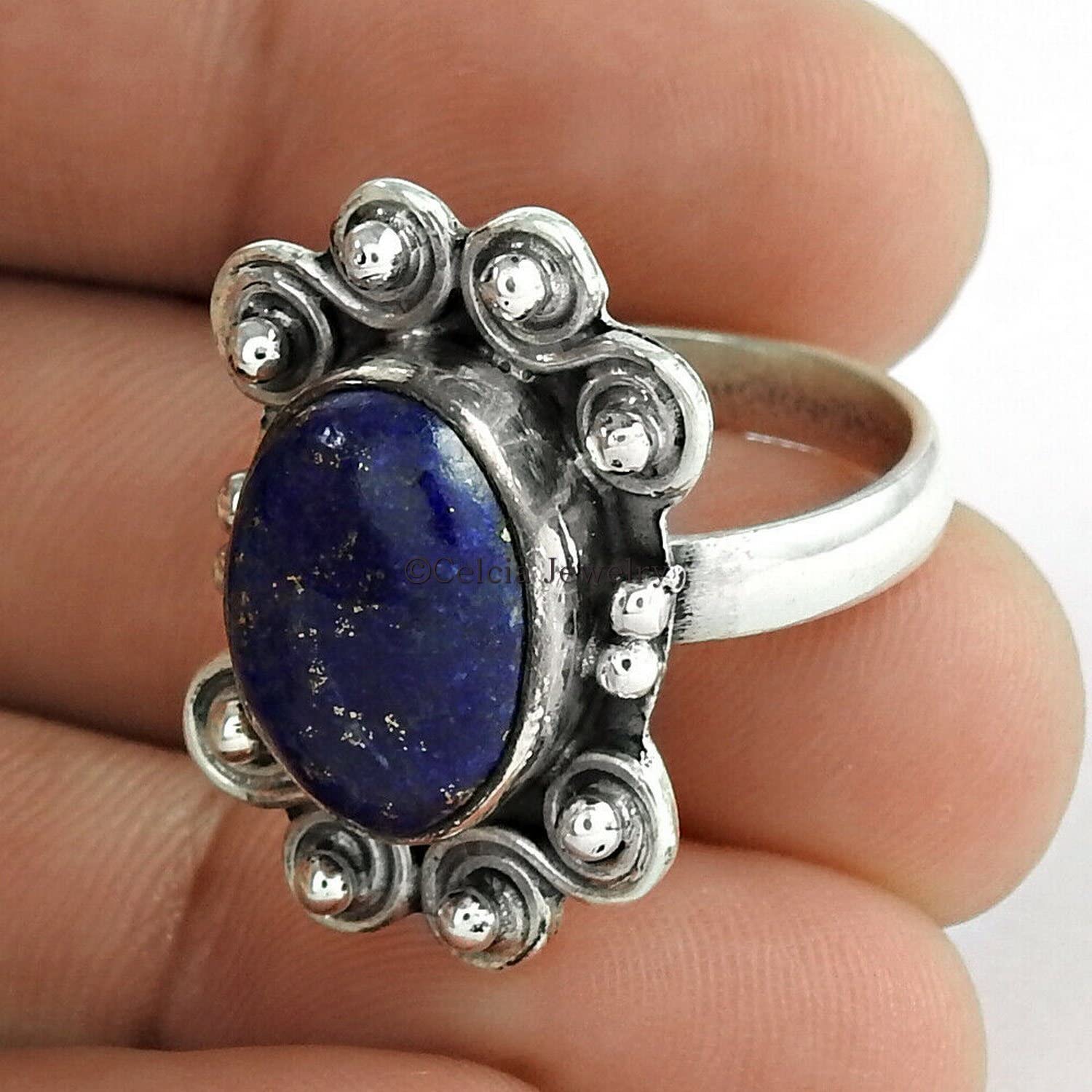 Anello da donna blu di lapislazzuli, anello etnico, anello regali da sposa, anello elegante, anello adorabile, regali migliori amici, anello Boho, regali per la festa della mamma (lapislazzuli)