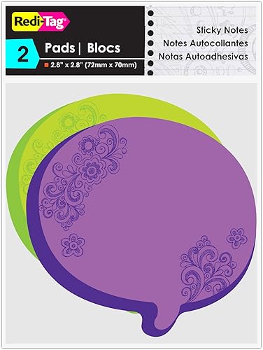 Miniatura 2 de Redi-Tag Thought Bubble Notes 2 blocs, 3 x 3 pulgadas, verde neón/morado (22102)