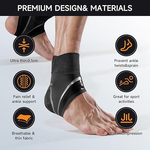 Miniatura 3 de Tobillera deportiva delgada para fascitis plantar, tendinitis de Aquiles, alivio de la hinchazón, esguince de tobillo y dolor de pies para mujer y