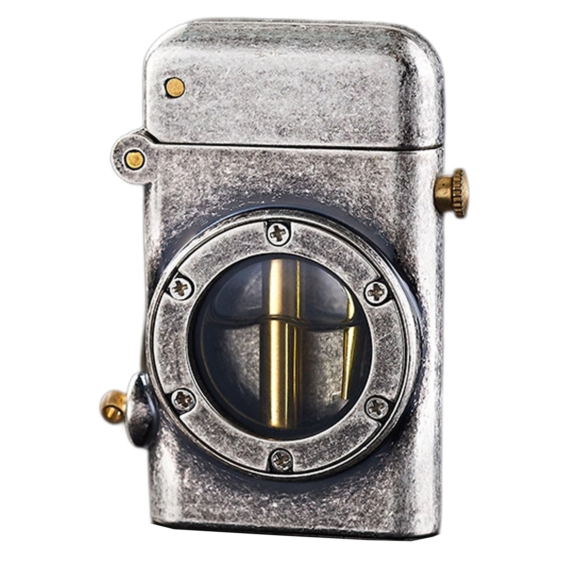 Encendedor de queroseno, diseño antiguo de latón con tanque de combustible visual, llama ajustable para barbacoa, camping y velas, perfecto para uso en exteriores