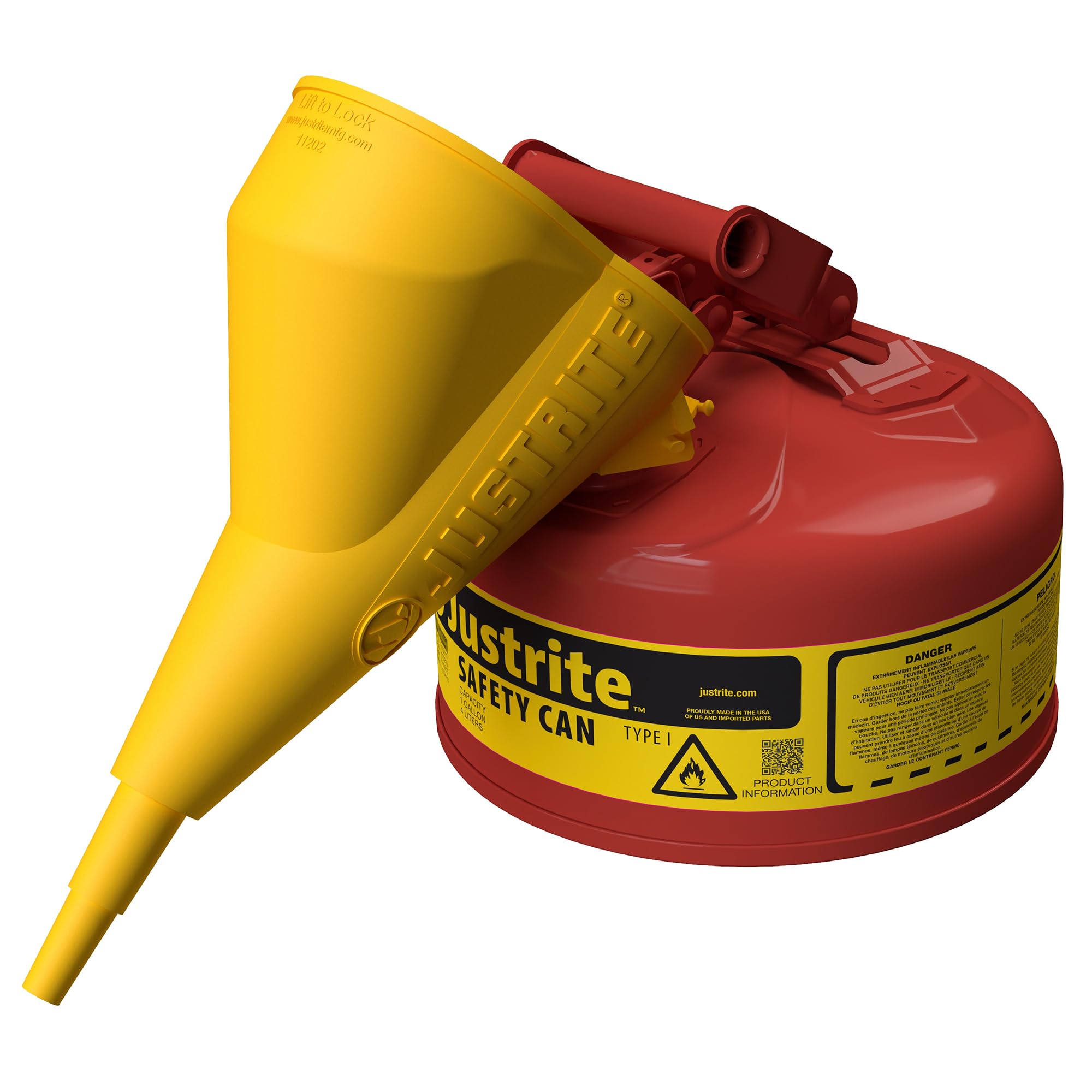 Justrite 7110110 Sicherheitsdose aus verzinktem Stahl Typ I, mit Trichter