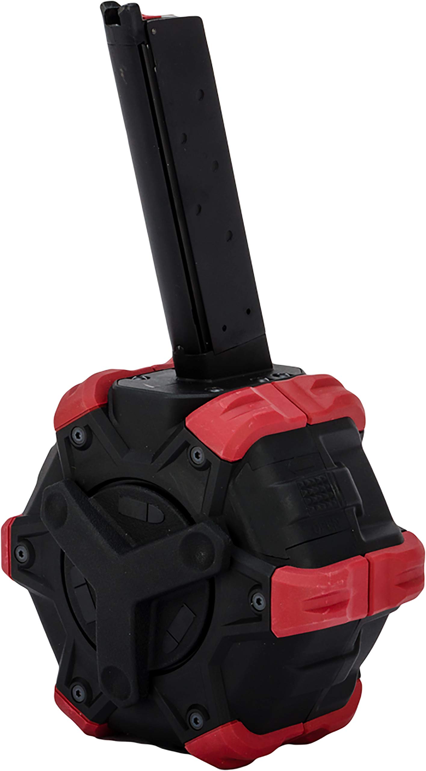 Evike Airsoft - AW Custom Drum Airsoft Mag for Gas Blowback Airsoft Pistols & Rifles (Model: WE Airsoft 1911 / Red)