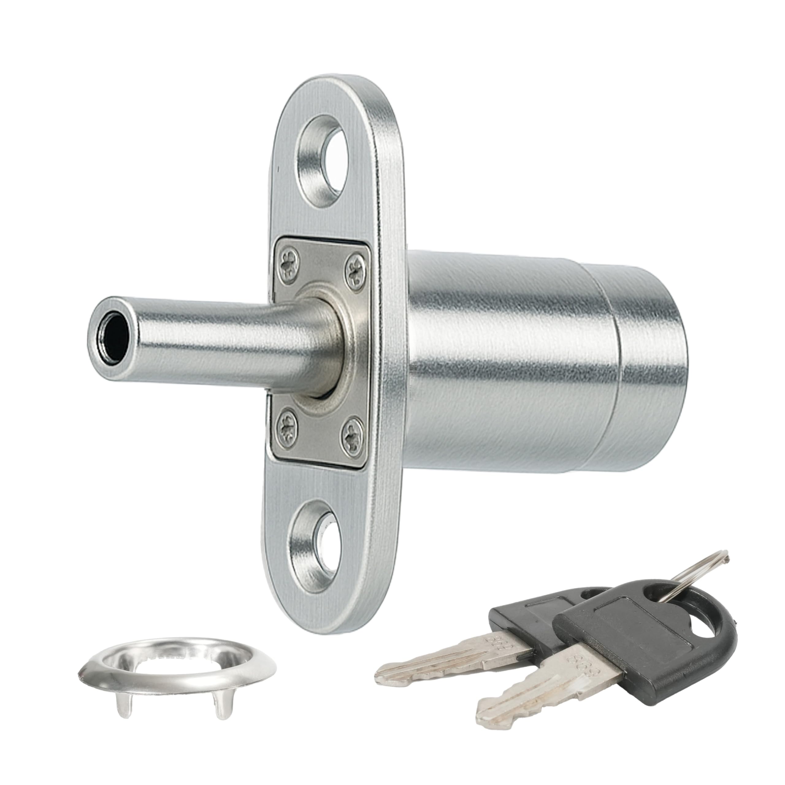 Drawer Desk Wardrobe Cabinet Push Plunger Lock with Keys for Wooden, UPVC and Composite Doors, 32mm x 19mm