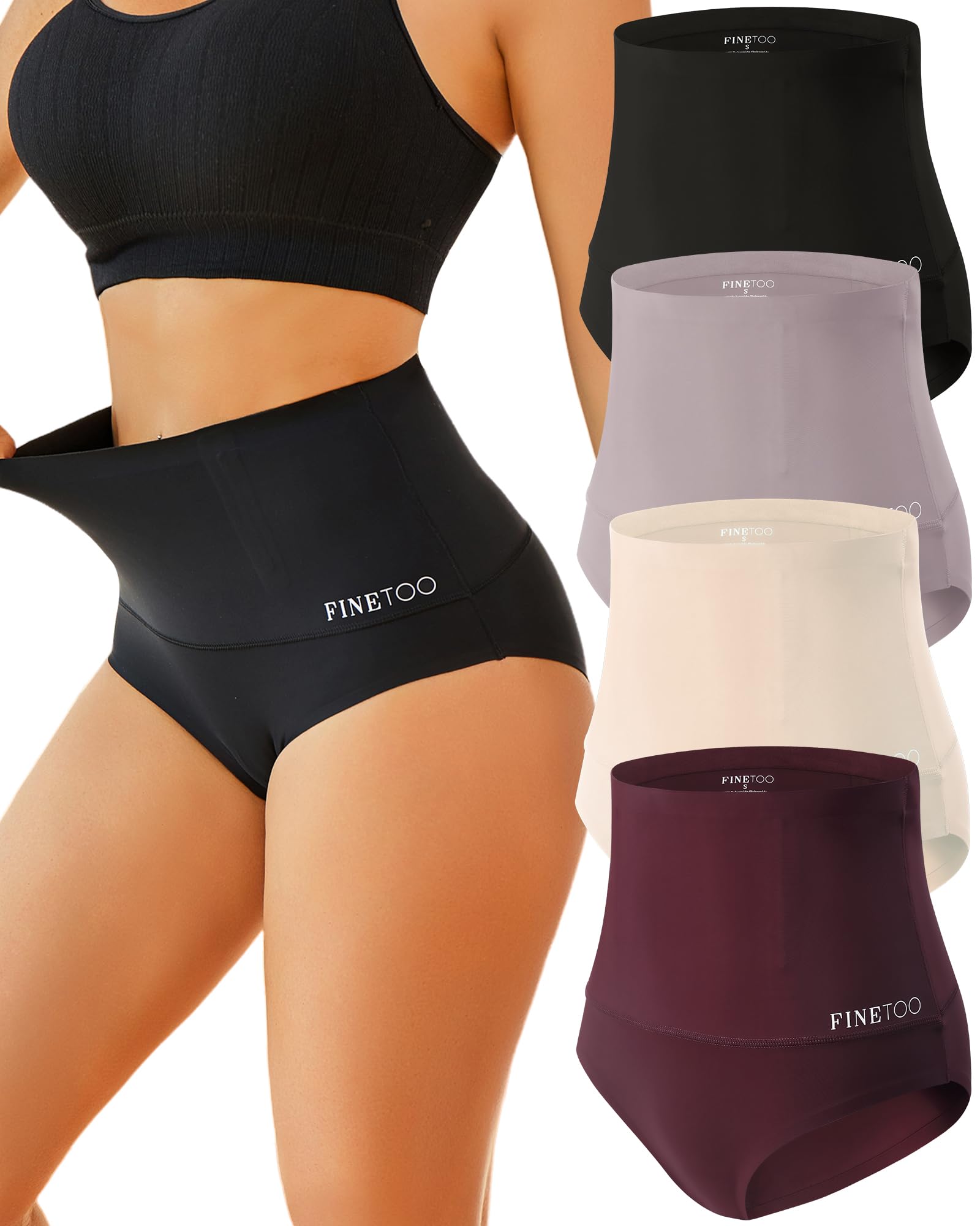 FINETOO Tummy Control Underwear 4-Pack