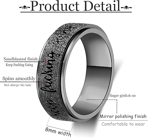 Miniatura 2 de Anillo para ansiedad para mujer anillo giratorio de acero inoxidable con mantra inspirador personalizado para hombres, mujeres y amigos, regalo de