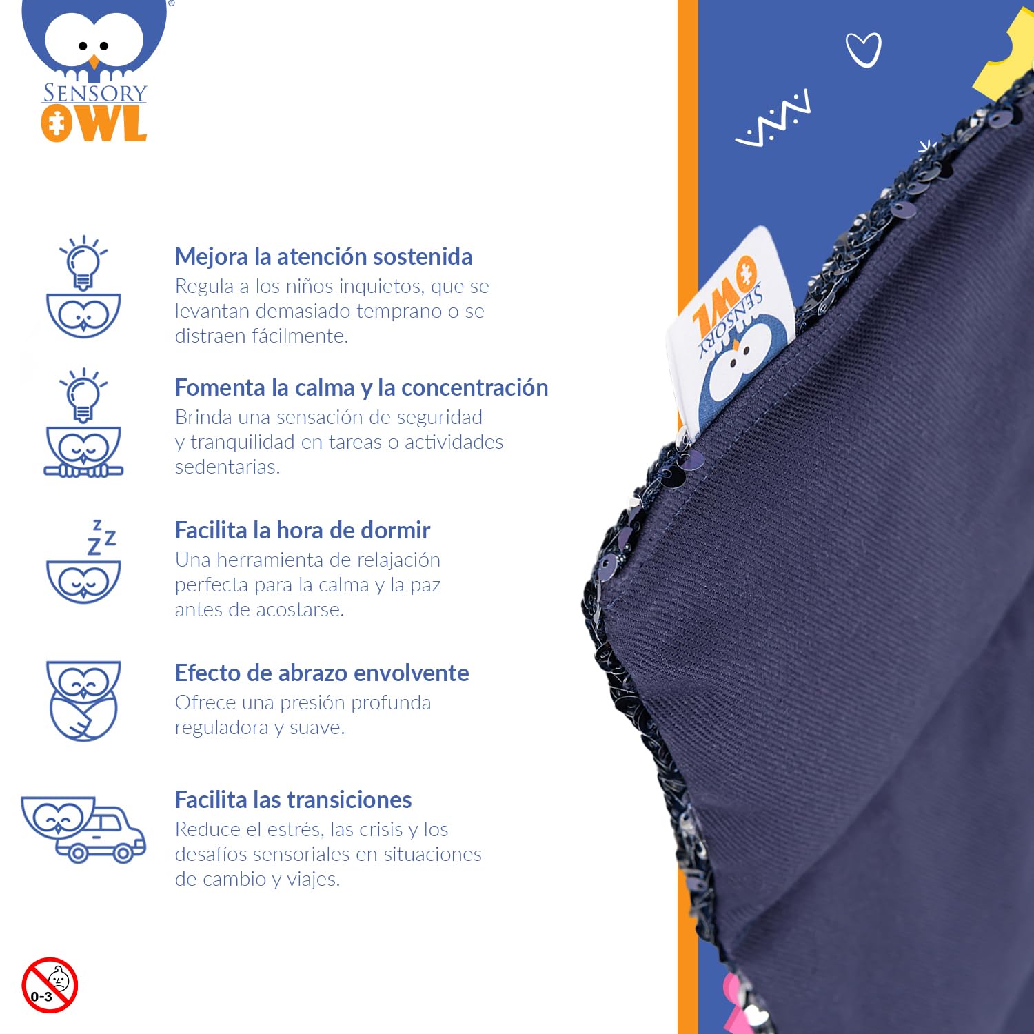 Almohada Pesada Cojin Sensorial De Regazo para Niños Y Adultos Terapéutico con Lentejuelas Bicolores Alivio del Estrés Ansiedad 2 kg 30 x 40 cm Azul Marino Plata