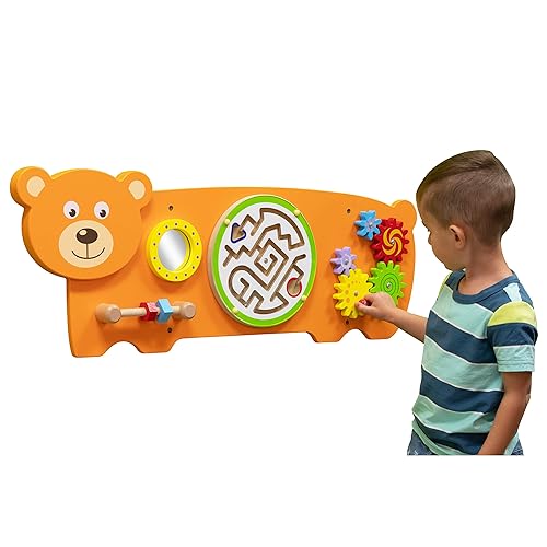 SPARK & WOW Panel de pared de actividades de oso - 18 meses - Centro de actividades para niños pequeños - Juguete montado en la pared - Decoración