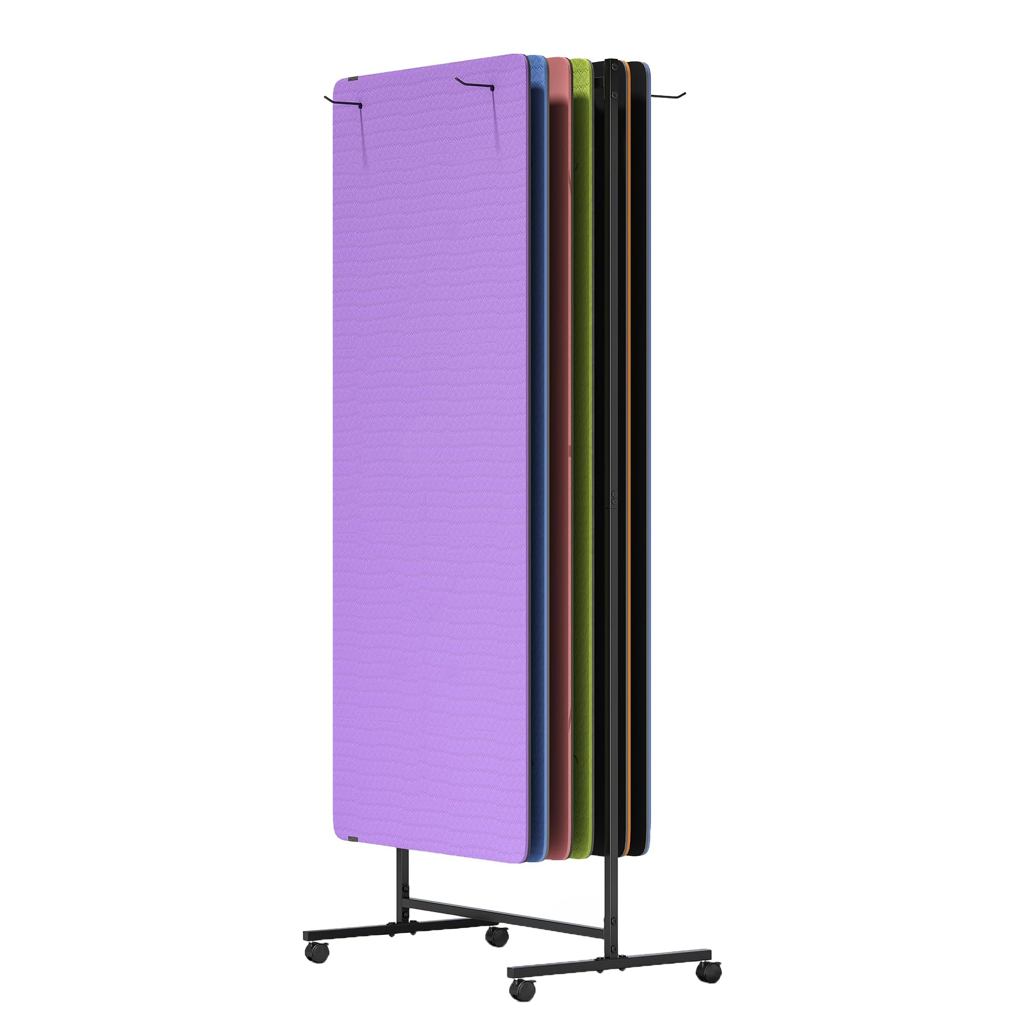 lesolar Yoga Mat Cart with Wheels, 40 Mats Large Capacity Yoga Mats Storage Rack, Hanging Yoga Mat Holder Rolling Cart for Home, Gym, Fitness Club, Studio