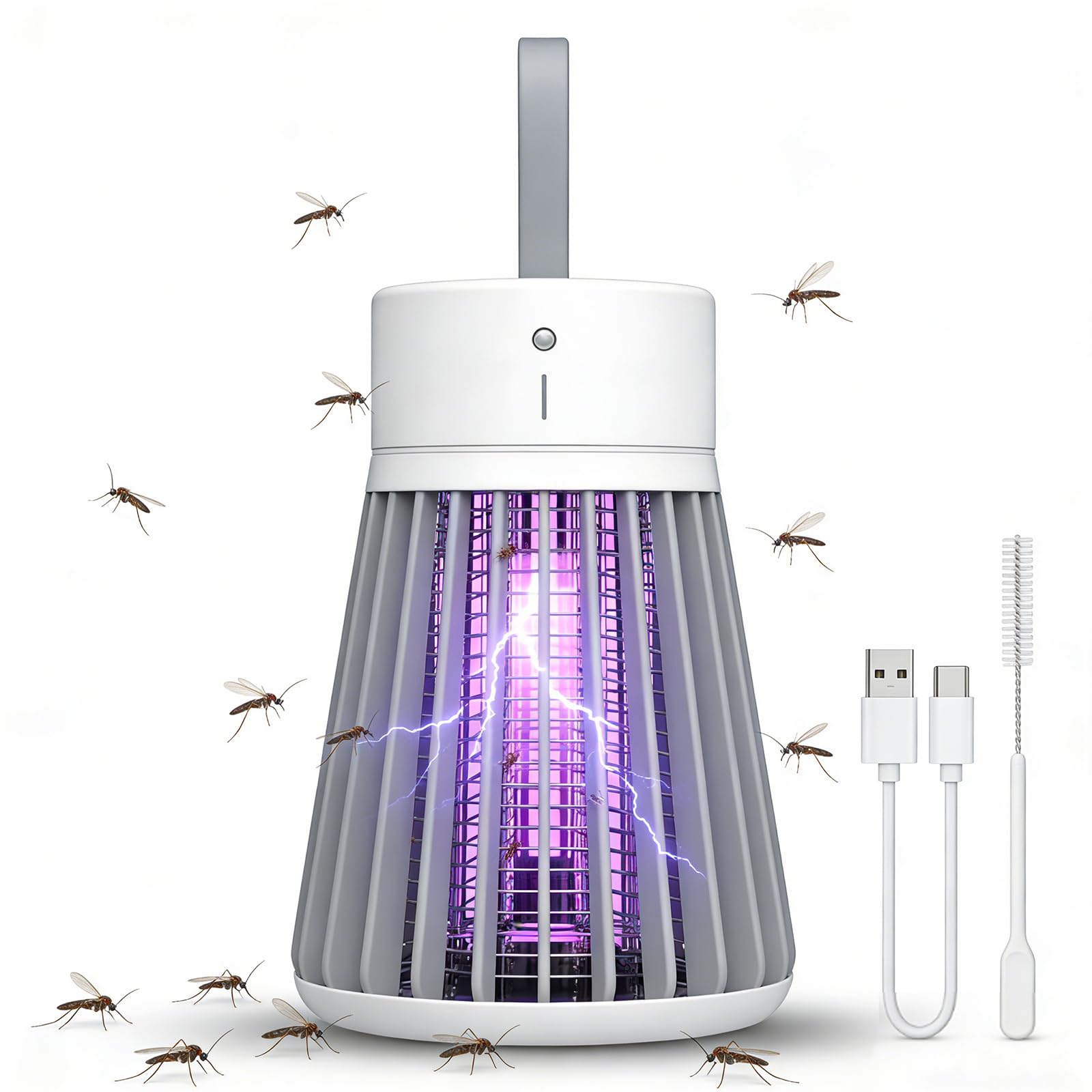 Bug Zapper Hanging Rechargeable Bug Zapper Mosquito Killer Lamp - Portable UV Insect Trap for Indoor Outdoor USB-Powered