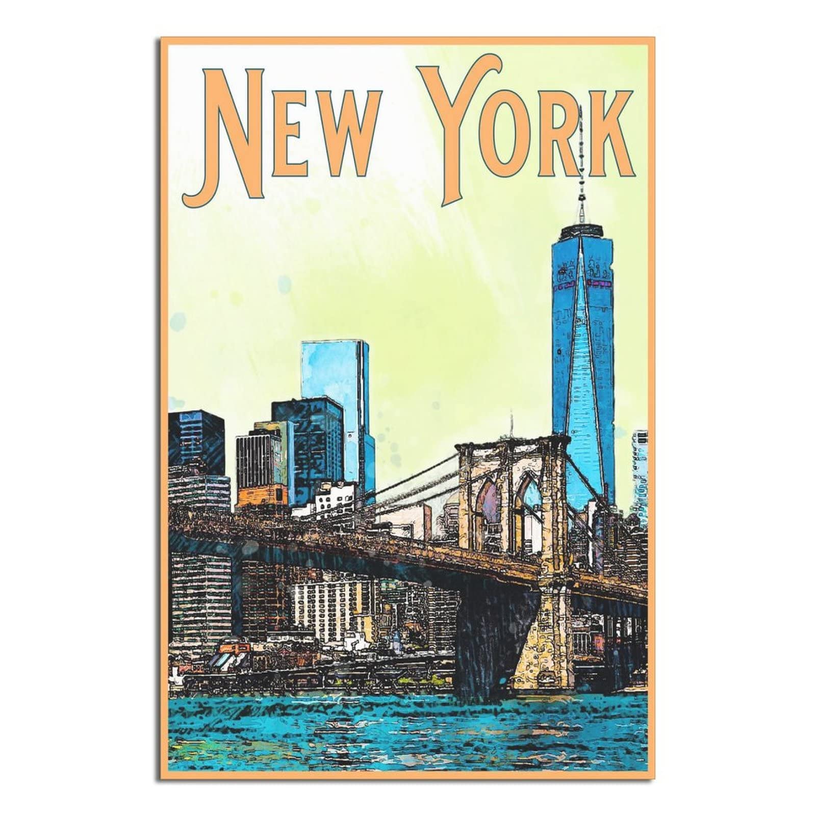 Uejd Unframe-Style New York Skyline Vintage Travel Poster Decorative Posters Modern Bedroom Canvas Art Poster Picture Painting Posters Wall Decor Art Gift