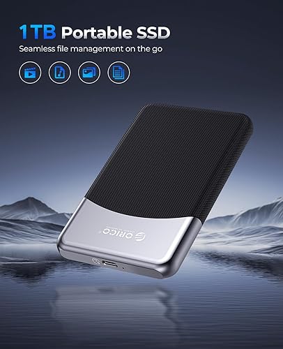 Miniatura 2 de ORICO SSD externo de 1 TB con cable USB C 2 en 1, unidad de estado sólido portátil USB 3.2 Gen 1 hasta 460 MBs, resistencia al polvo y caídas,